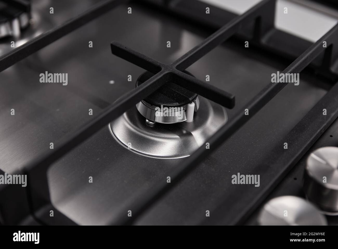 Gas stove burner. Stainless steel gas hob. Clean stove Stock Photo Alamy