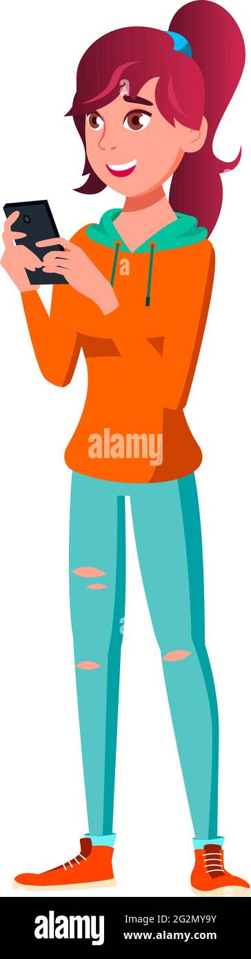 funny girl make order food online on cellphone cartoon vector Stock Vector  Image & Art - Alamy