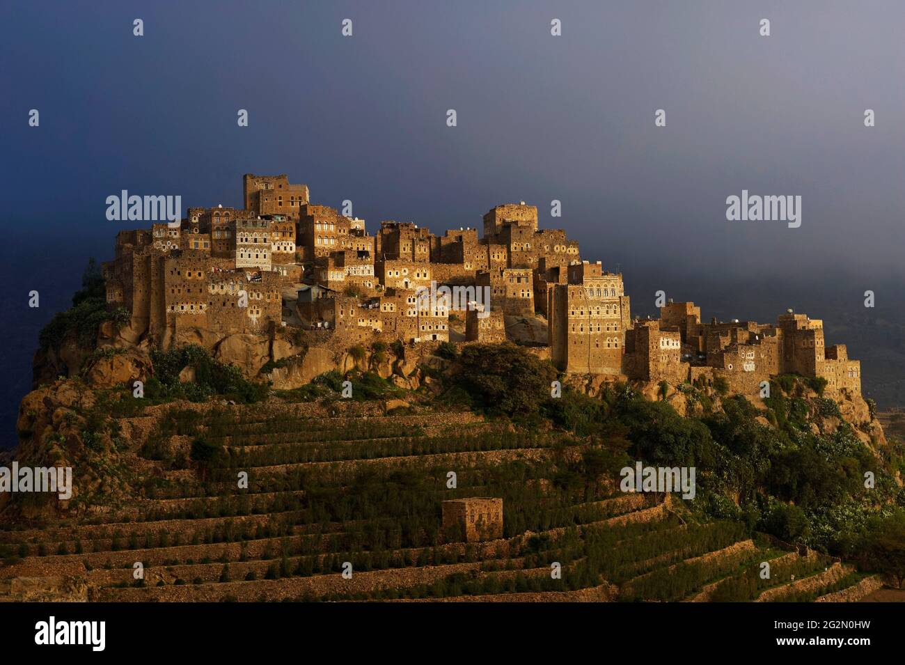 Yemen, Djebel Haraz, Al Hajjarah village Stock Photo - Alamy