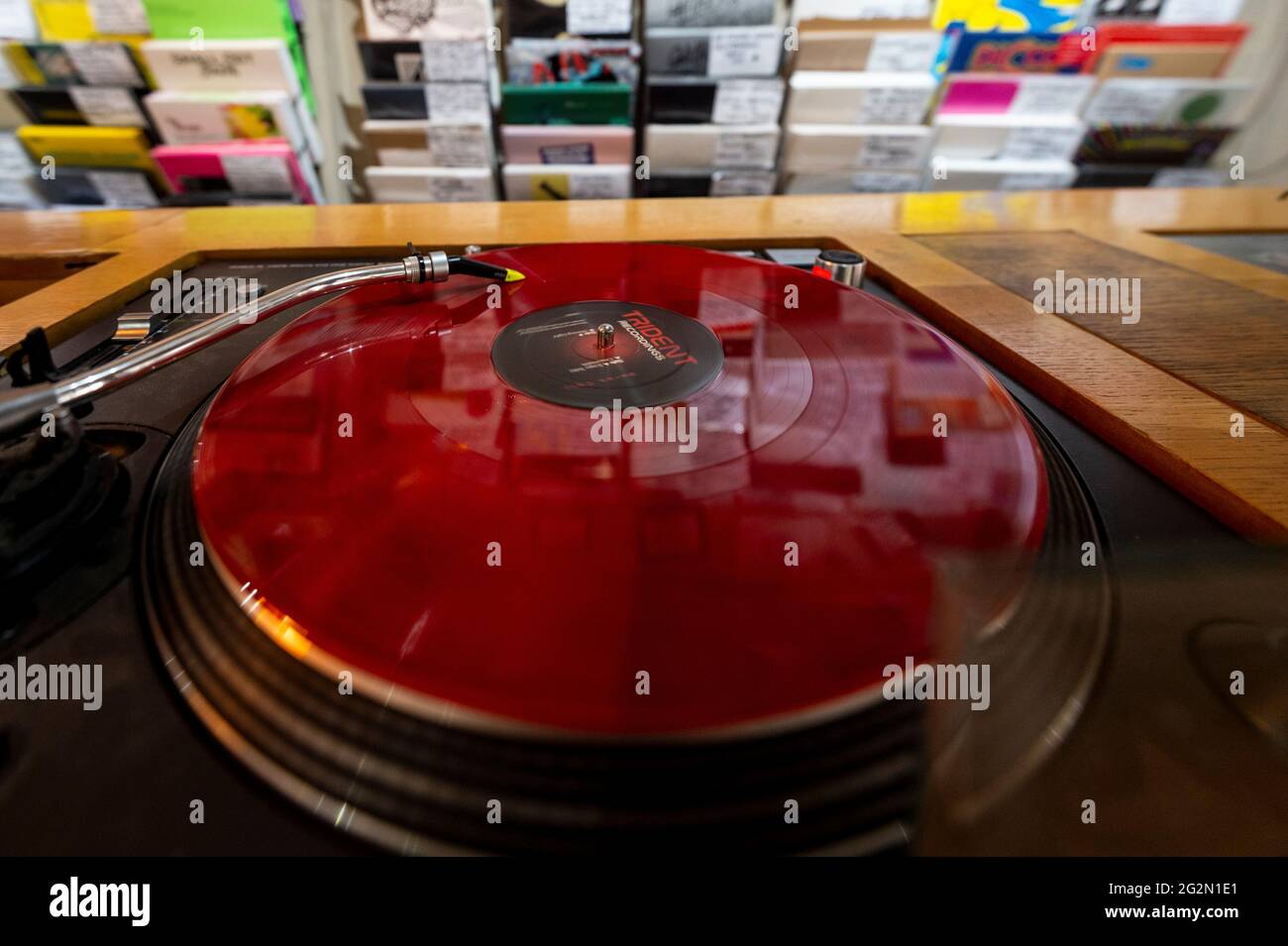 London Uk 12 June 21 A Turntable In Phonica Records In Soho On Record Store Day Where Independent Record Shops Worldwide Celebrate Music Including Special Vinyl Releases Made Exclusively For The Day