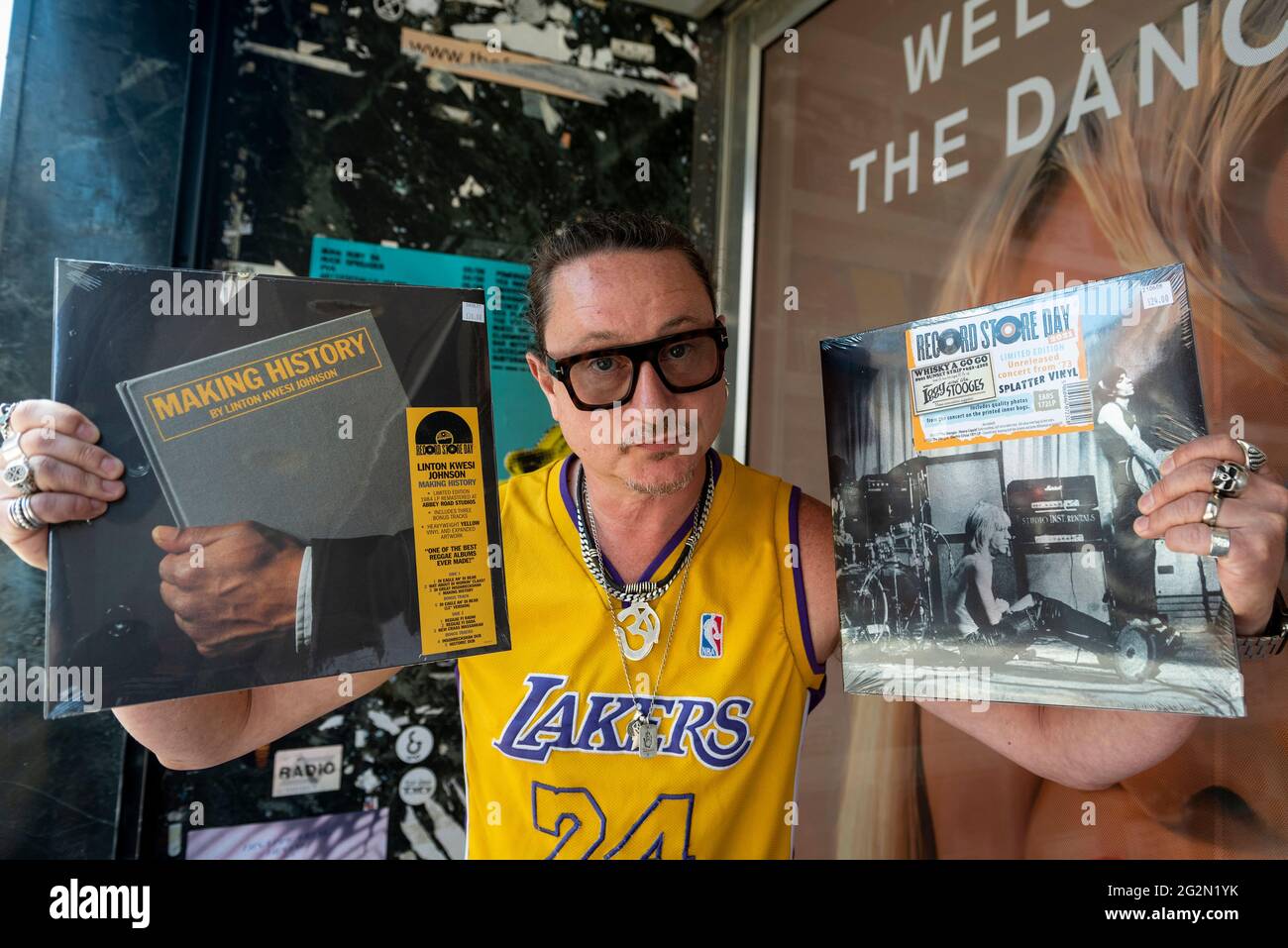 London Uk 12 June 21 Ritchie Beacham Paterson Music Fan And Poet Shows Off His Purchases Outside Phonica Records In Soho On Record Store Day Where Independent Record Shops Worldwide Celebrate Music Including