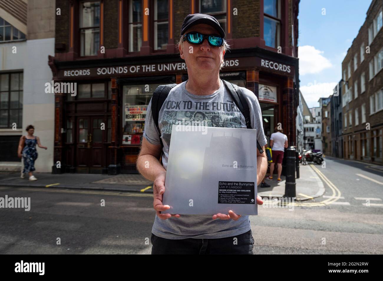 London Uk 12 June 21 Marcelo A Tour Guide Of Iconic Music History Landmarks For Rockishere Com Shows Off His Purchase Outside Sounds Of The Universe Records In Soho On Record Store Day