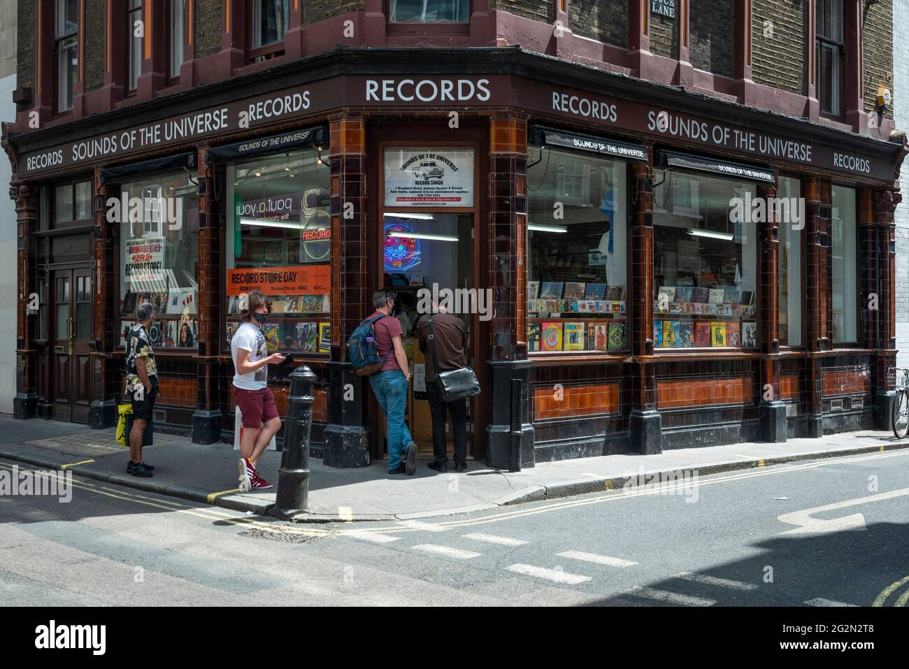 London Uk 12 June 21 Customers Outside Sounds Of The Universe Records In Soho On Record Store Day Where Independent Record Shops Worldwide Celebrate Music Including Special Vinyl Releases Made Exclusively For