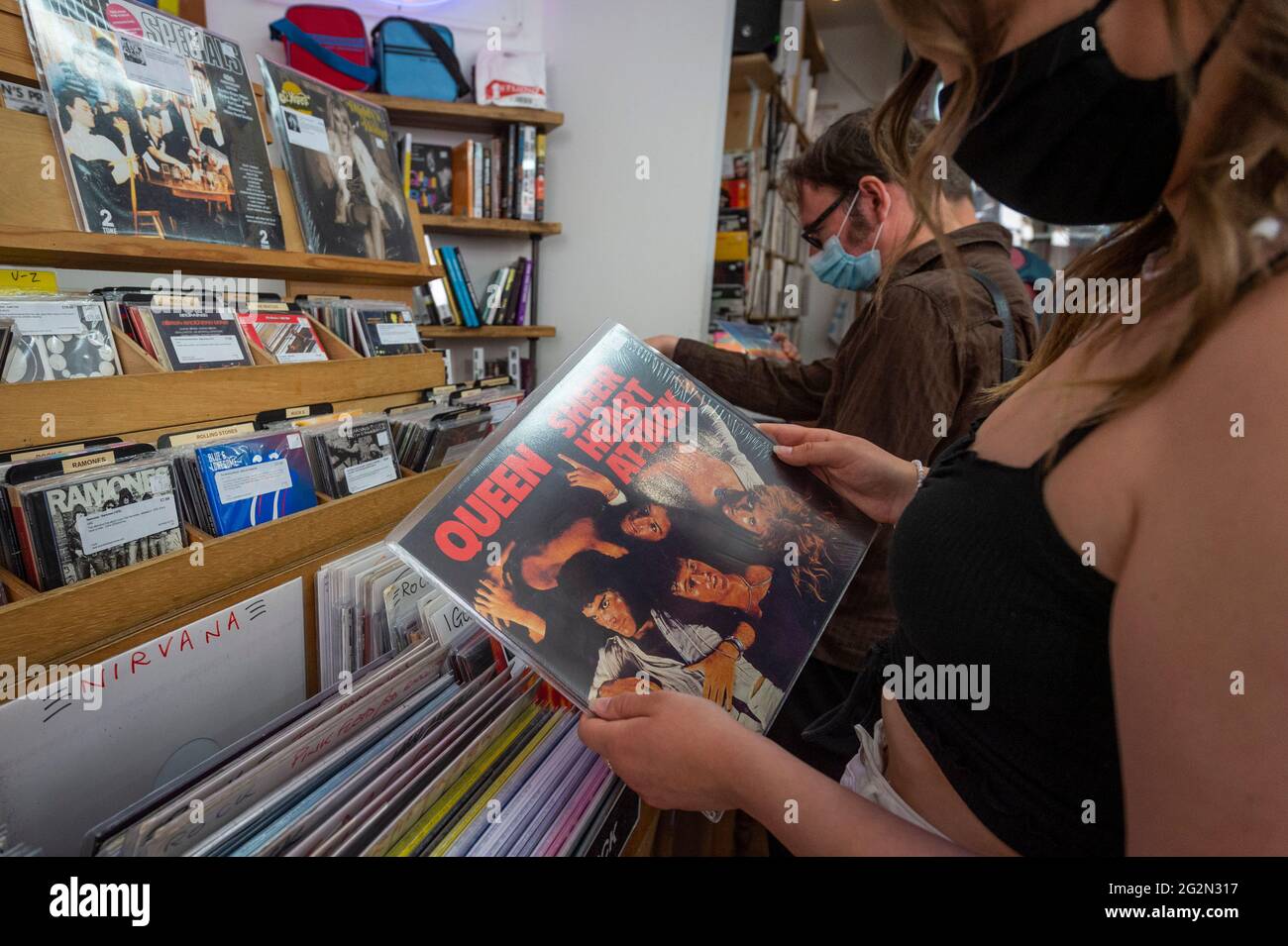 London Uk 12 June 21 Customers In Sounds Of The Universe Records In Soho On Record Store Day Where Independent Record Shops Worldwide Celebrate Music Including Special Vinyl Releases Made Exclusively For