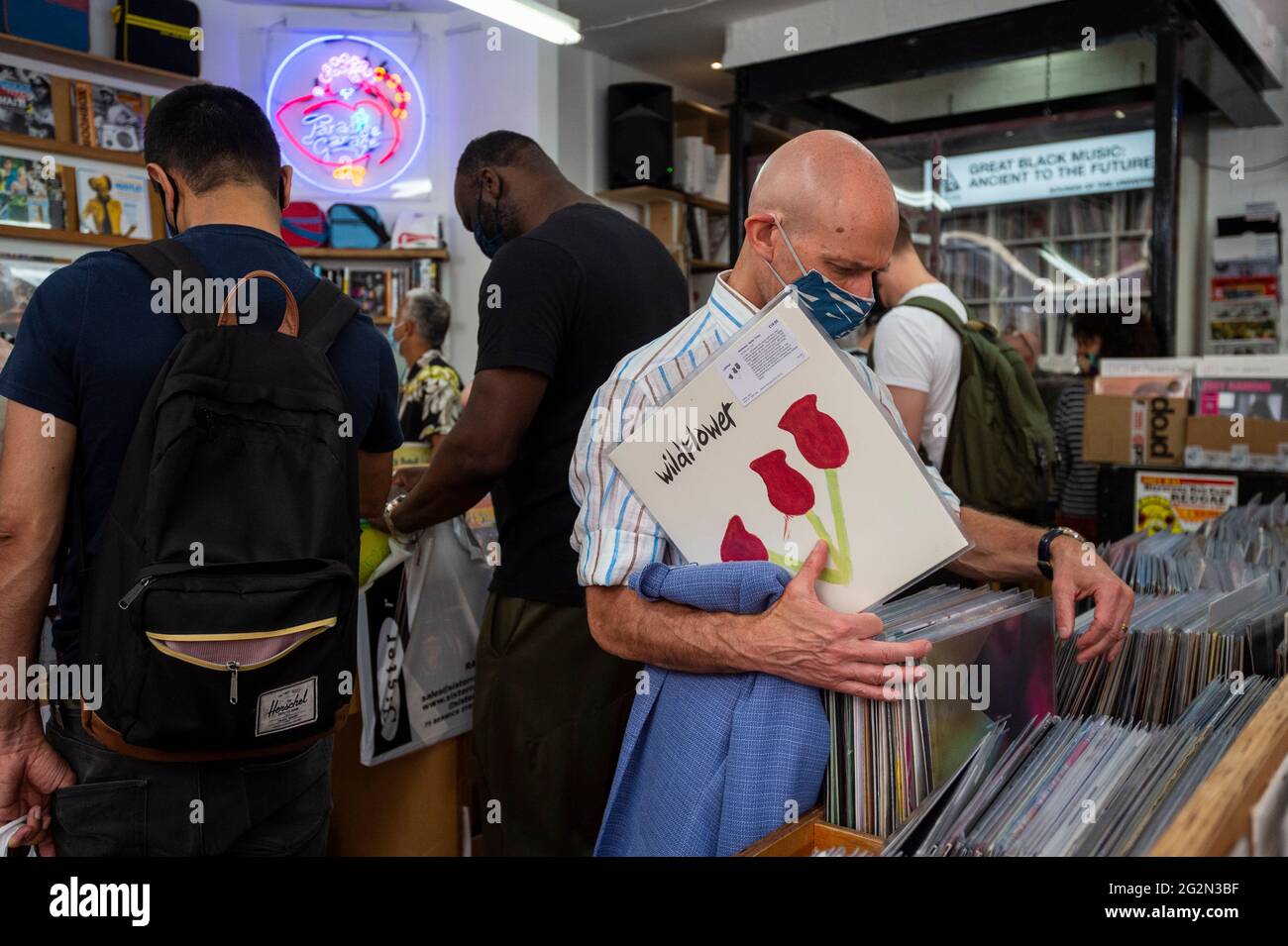 London Uk 12 June 21 Customers In Sounds Of The Universe Records In Soho On Record Store Day Where Independent Record Shops Worldwide Celebrate Music Including Special Vinyl Releases Made Exclusively For