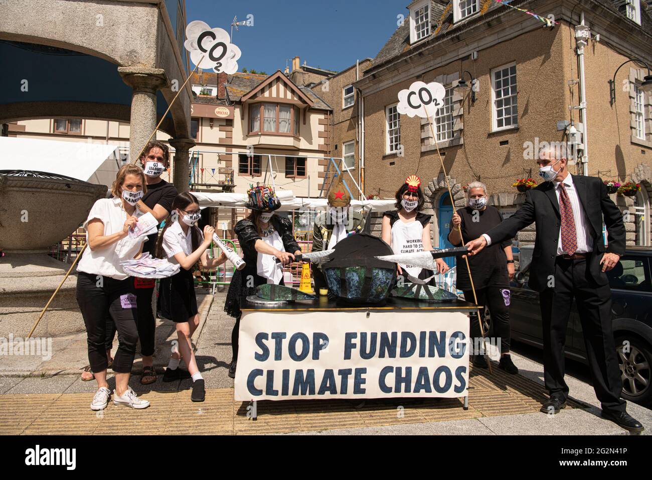 Falmouth Cornwall, Extinction Rebellion Protesters from around the country march through the streets of Falmouth For the G 7 summit St Ives Cornwall Credit: kathleen white/Alamy Live News Stock Photo