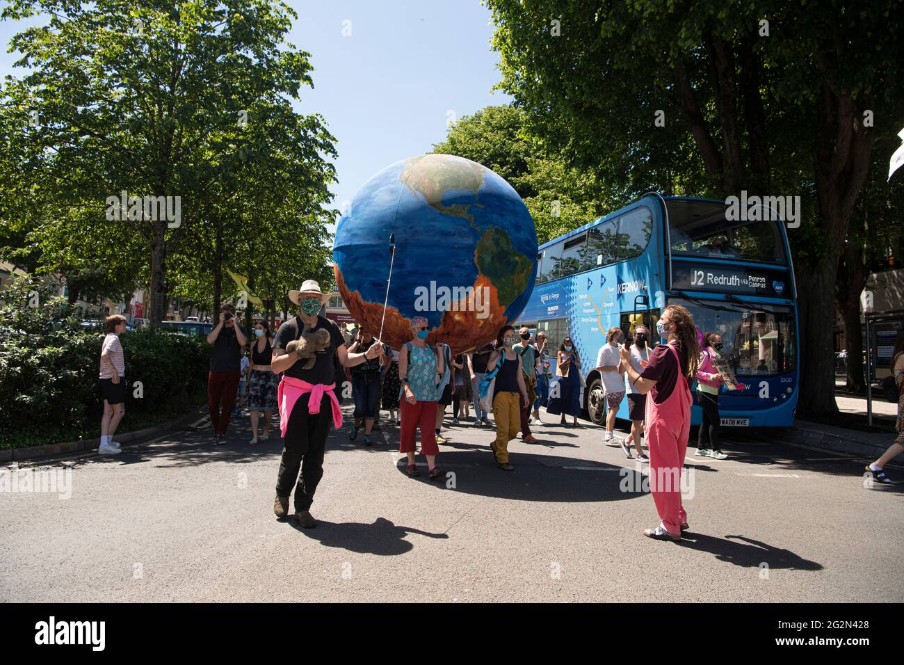 Falmouth Cornwall, Extinction Rebellion Protesters from around the country march through the streets of Falmouth For the G 7 summit St Ives Cornwall Credit: kathleen white/Alamy Live News Stock Photo