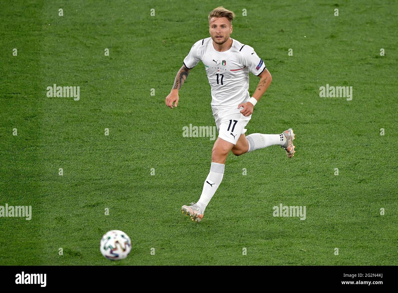 Ciro Immobile of Italy in action during the Uefa Euro 2020 Group stage - Group A football match between Turkey and Italy at stadio Olimpico in Rome (Italy), June 11th, 2021. Photo Andrea Staccioli / Insidefoto Stock Photo