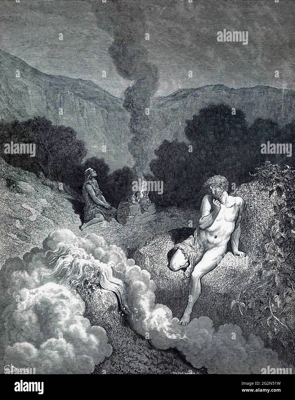Gustave Doré -  Cain Abel Offering Their Sacrifices Stock Photo