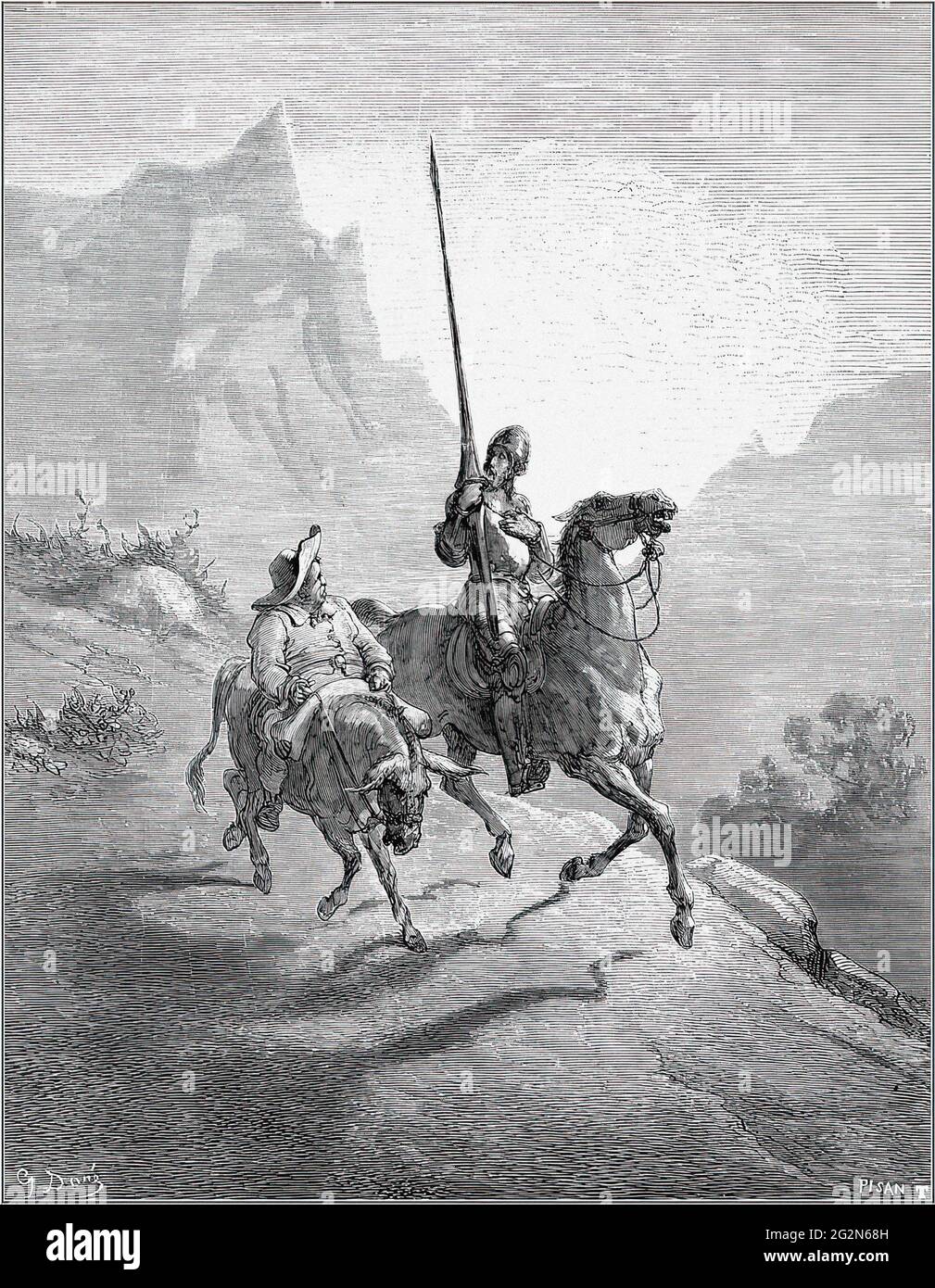 Gustave Doré -  Don Quixote Sancho Setting Out 1863 Stock Photo