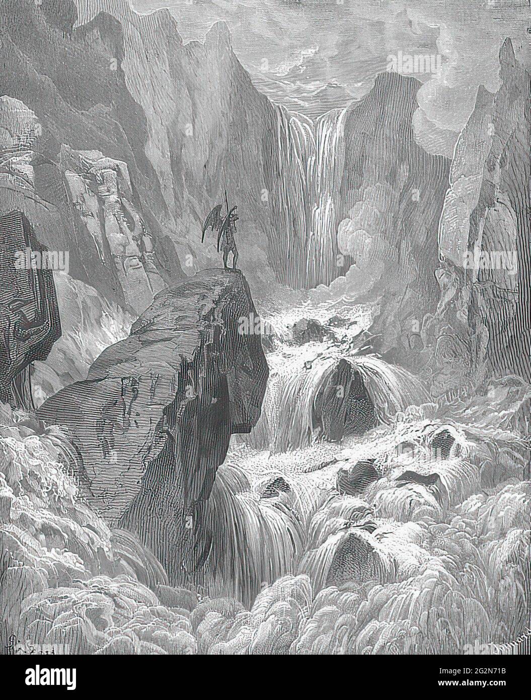 Gustave Doré - in with River Sunk with It Rose Satan Stock Photo - Alamy