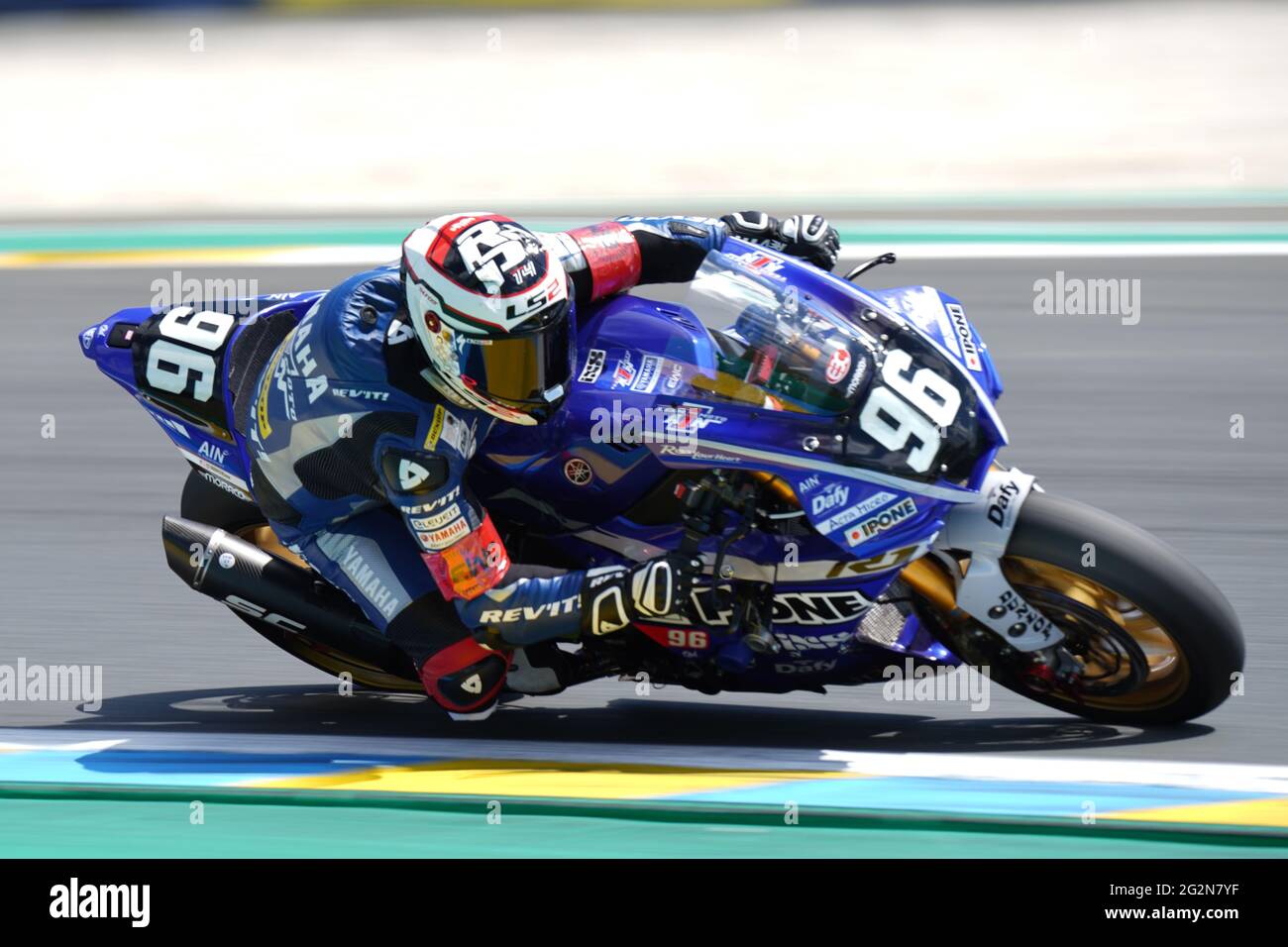 Le Mans, Sarthe, France. 12th June, 2021. MOTO AIN YamahaYZF-R1 #96 RANDY  DE PUNIET (FRA) in action during the race of 44th edition of the 24 hours  motorcycle of Le Mans at