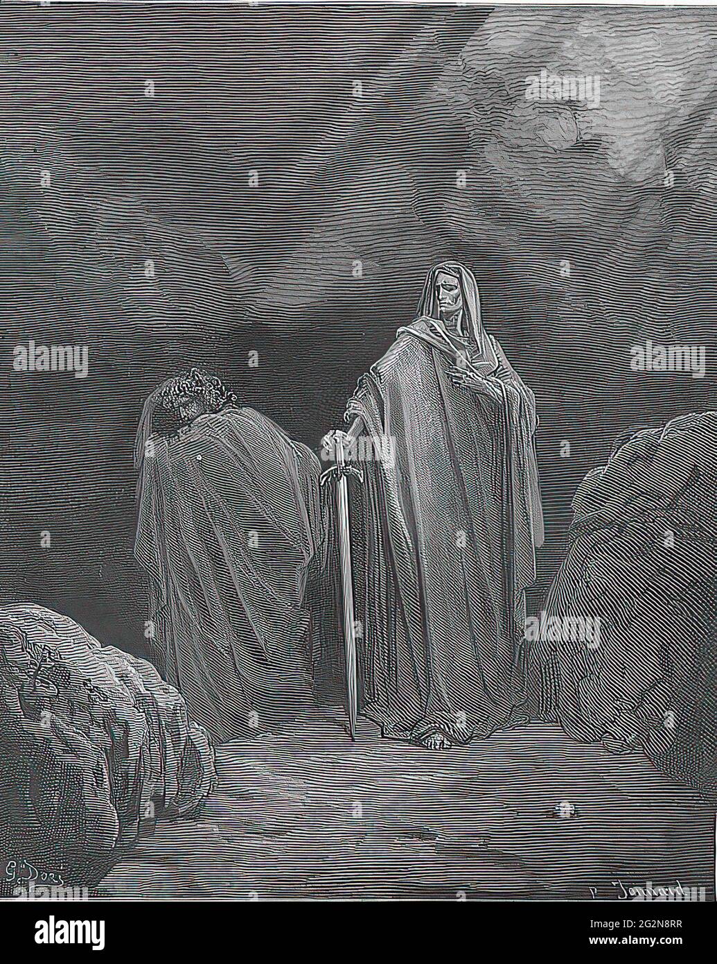 Gustave Doré -  This Said They both Betook Them Several Ways Stock Photo