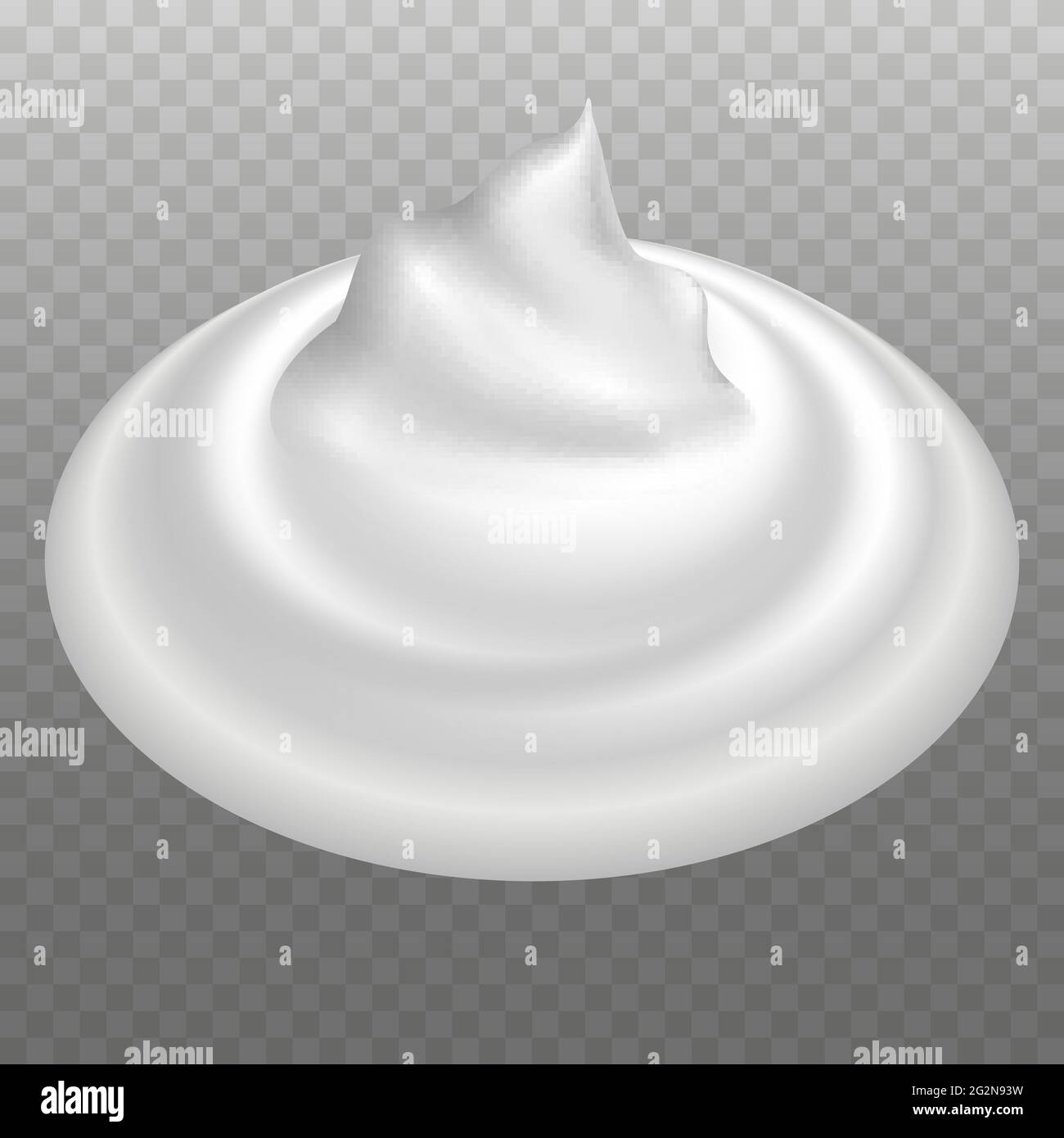 Whipped cream swirl, mayonnaise, yogurt, cosmetic creamy mousse. White smooth texture. Isolated splash. Vector illustration Stock Vector