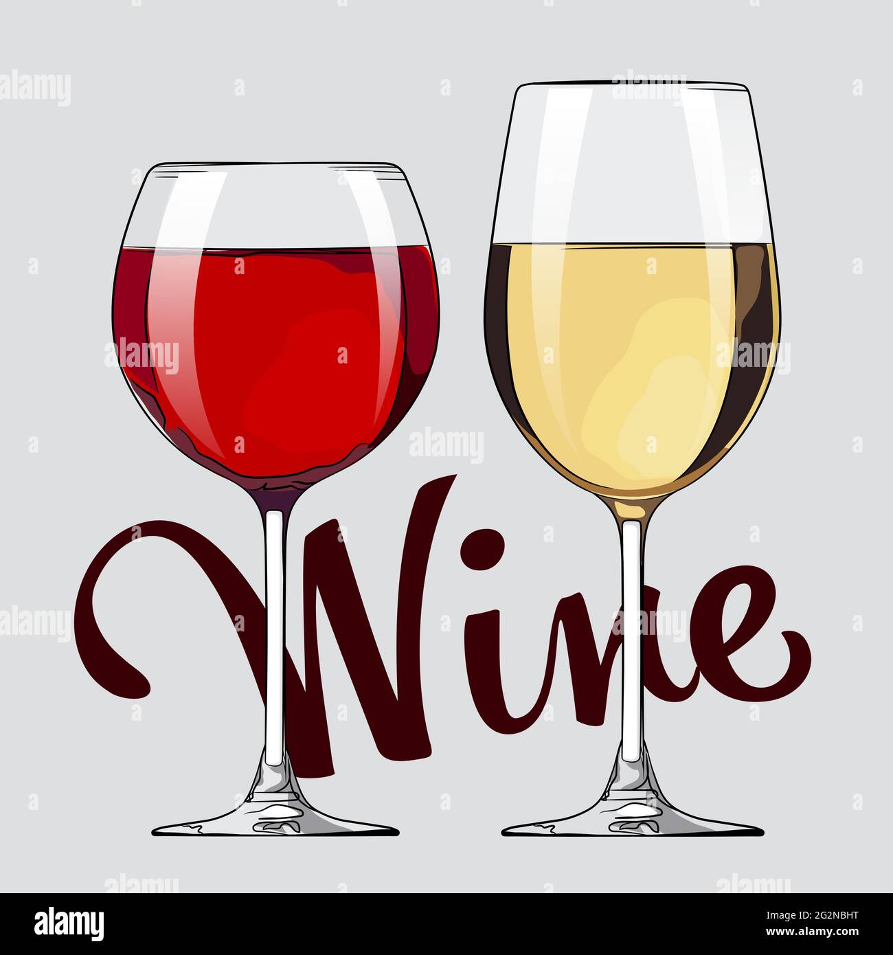 Red and white wine glasses. Vector illustration Stock Vector Image