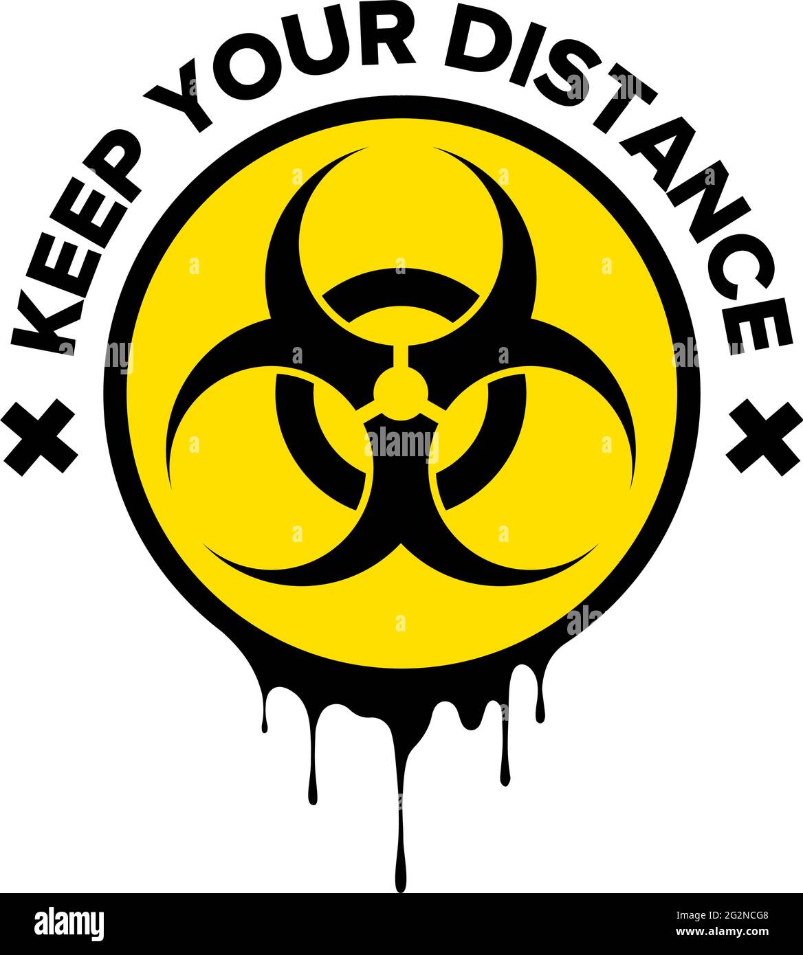 Dripping biohazard symbol. Keep your distance print. Biological hazard warning sign. Stock Vector