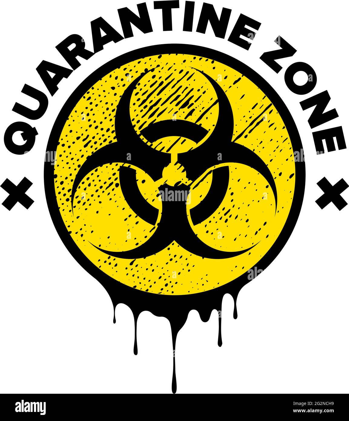 Quarantine zone. Dripping biohazard symbol. Biological hazard warning sign. Coronavirus covid-19 Stock Vector