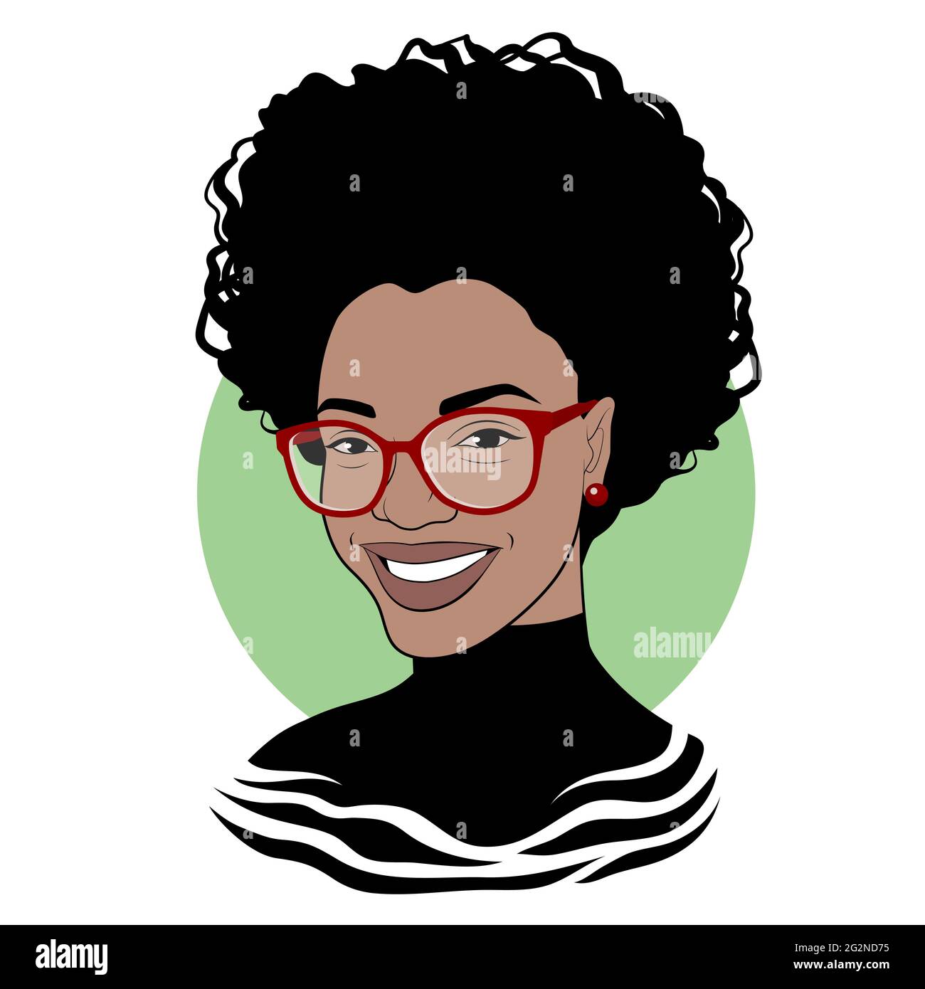 Black Girl In Fashionable Glasses Fancy Black Lady Pretty African American Woman Vector