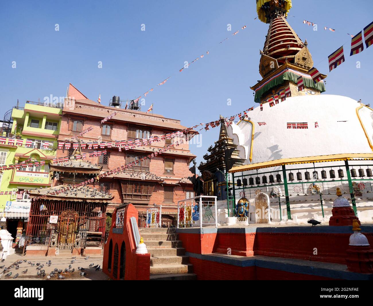 Kaathe Swayambhu Shree Gha Chaitya miniature replica of Swayambhunath at popular place tibetan pilgrimage site for napali people travel visit respect Stock Photo