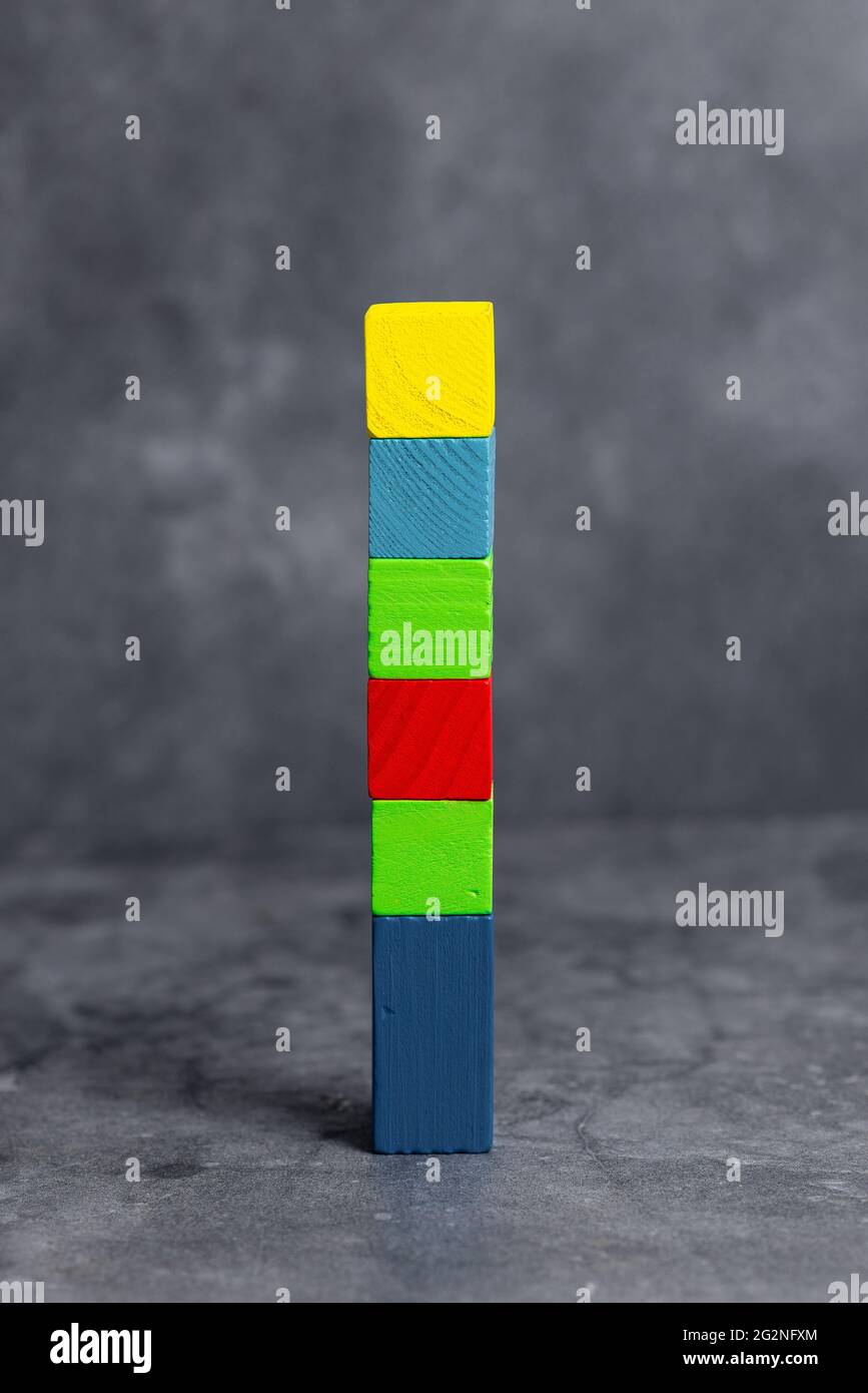 Stack of Sample Cube Rectangular Boxes On Surface Polished With Multi-Colour Stock Photo