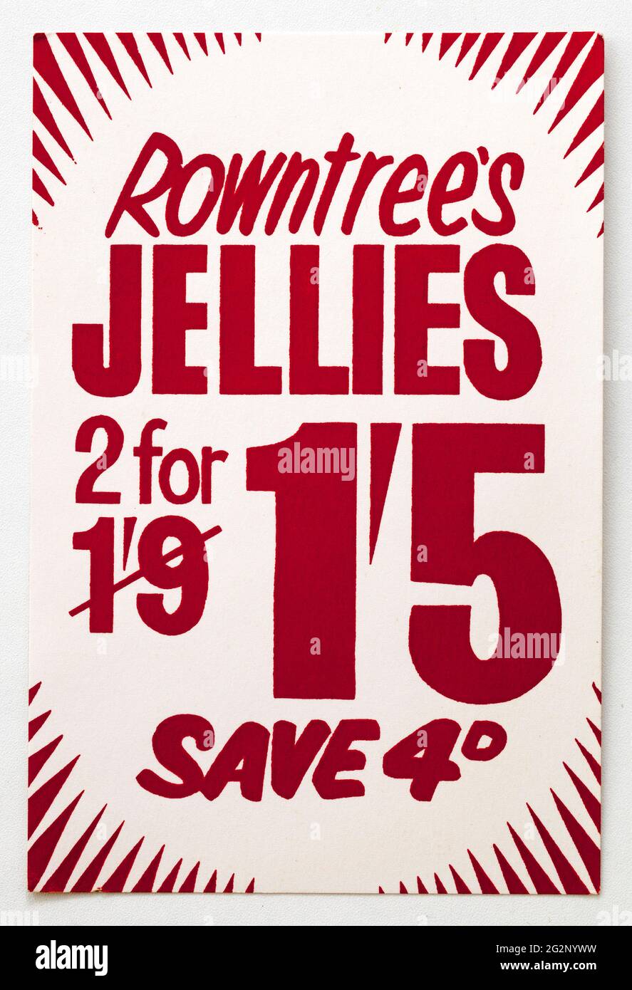 Vinatge 1960s Shop Advertising Price Display Card - Rowntrees Jellies Stock Photo