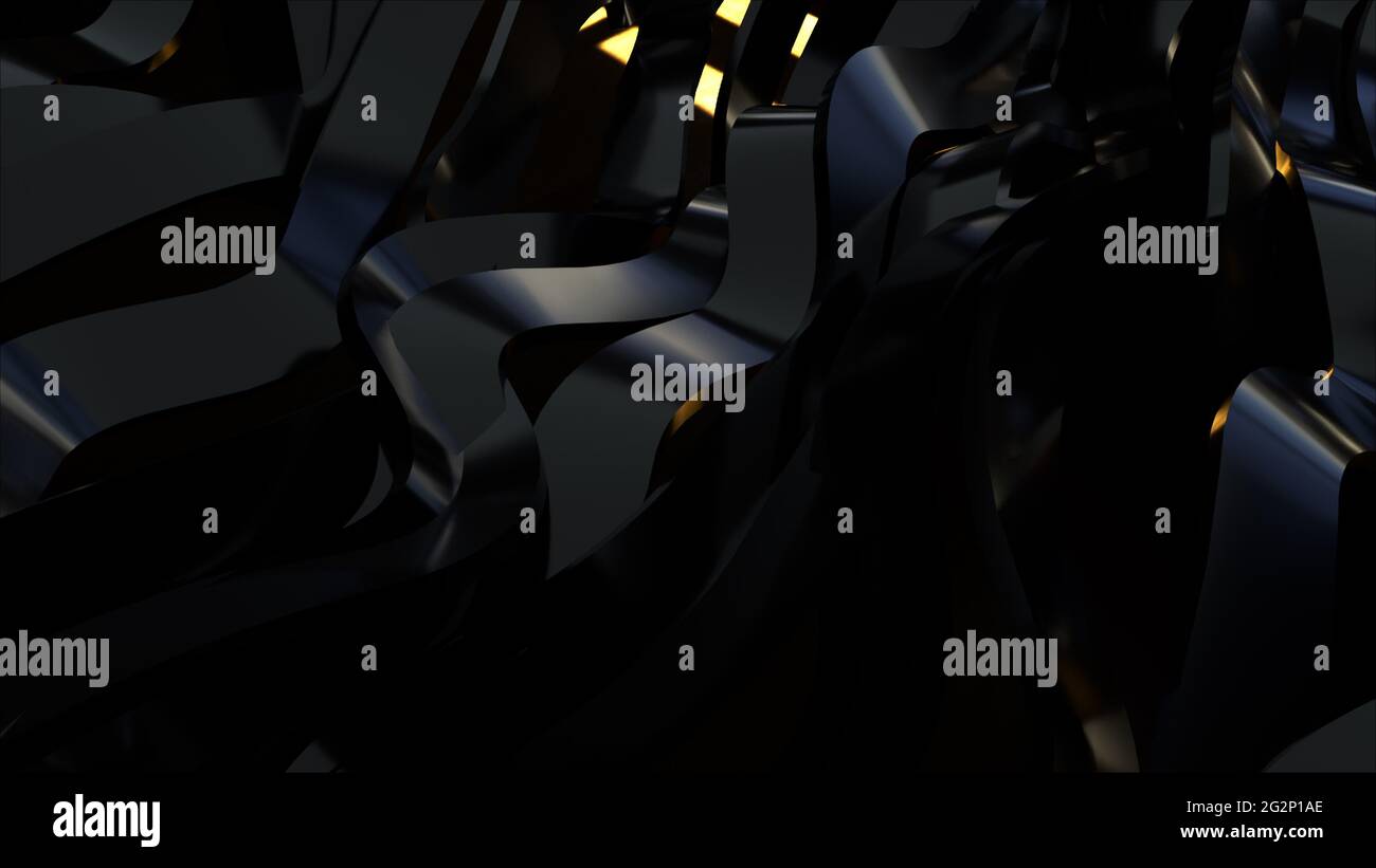 Curly 3d render lines in dynamic patterned motion. Deformable stripes ...