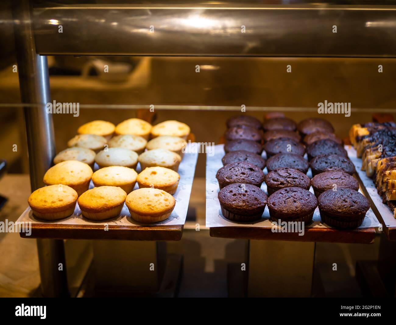 Assorted mini muffins on dessert buffet - muffin closeup Stock Photo