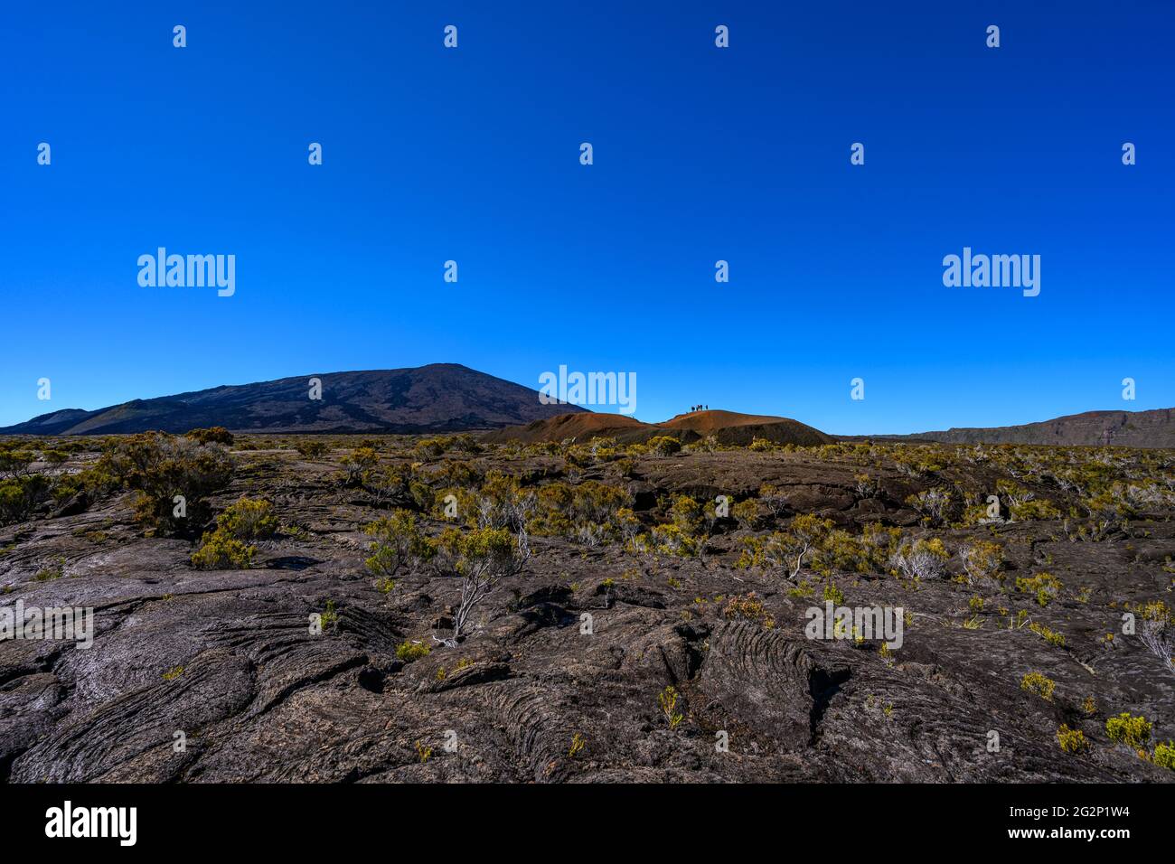Hiking on Piton de la Fournaise Stock Photo Alamy