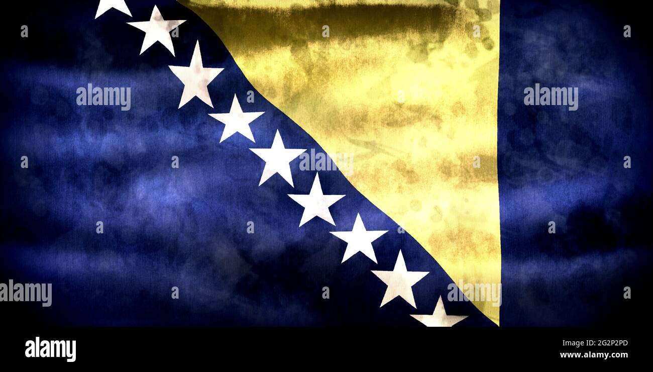 Bosnia and Herzegovina flag - realistic waving fabric flag Stock Photo ...