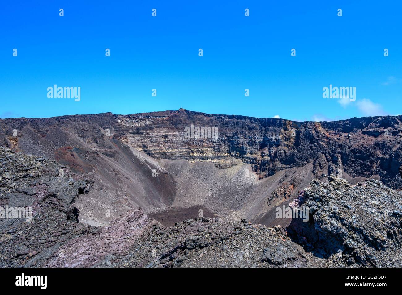 Hiking on Piton de la Fournaise Stock Photo Alamy
