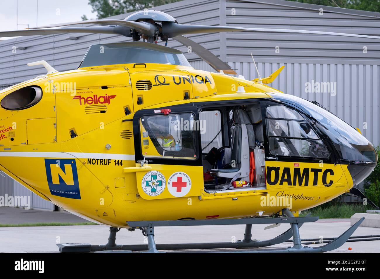 ÖAMTC-Flugrettung Christophorus 2 - the second emergency medical helicopter in Austria, operating from Gneixendorf airfield, Lower Austria Stock Photo