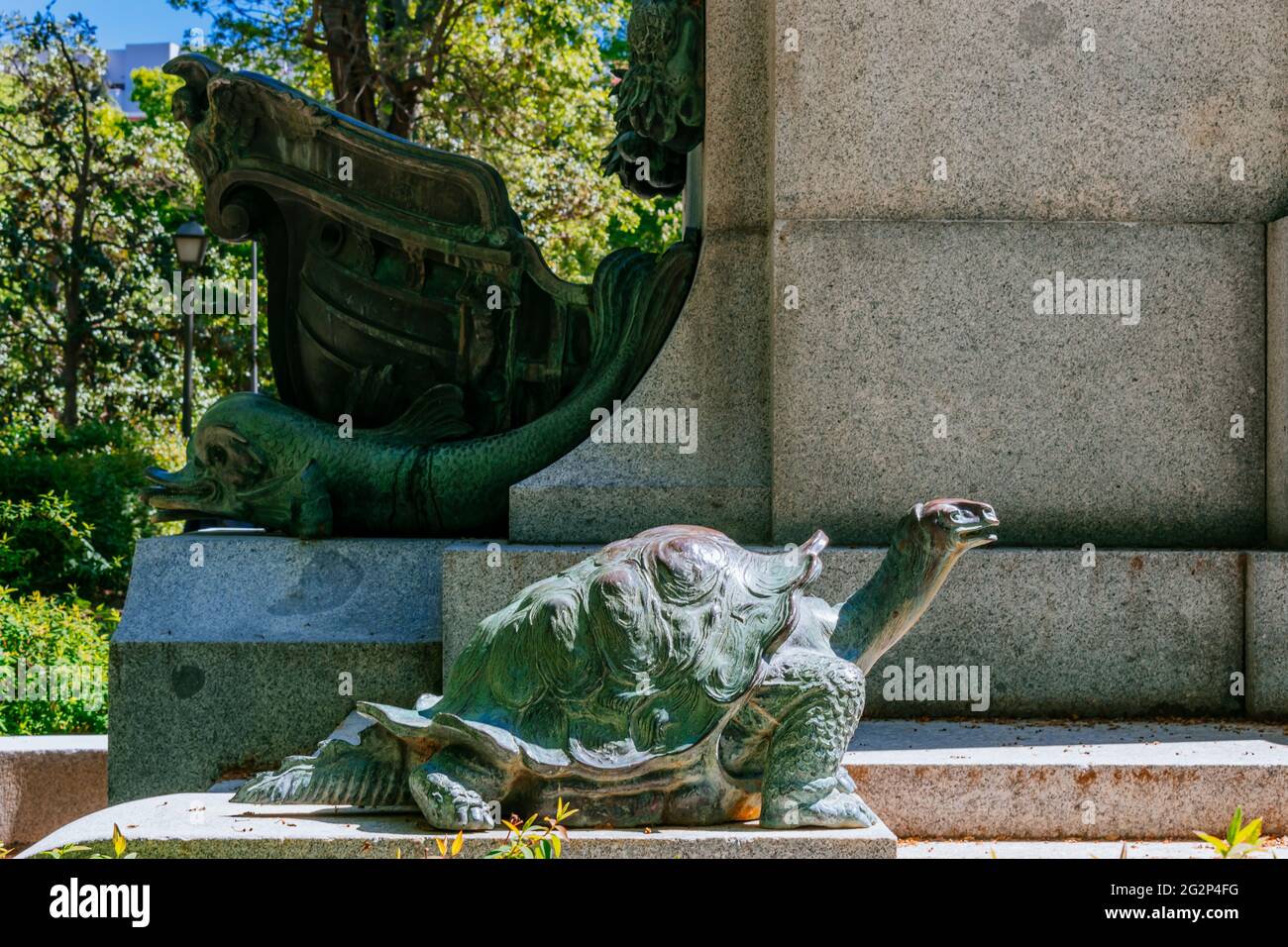 Detail, The tortoise. The fountain of Cuba was built in the first third of the 20th century as a commemorative monument to the Republic of Cuba. The B Stock Photo