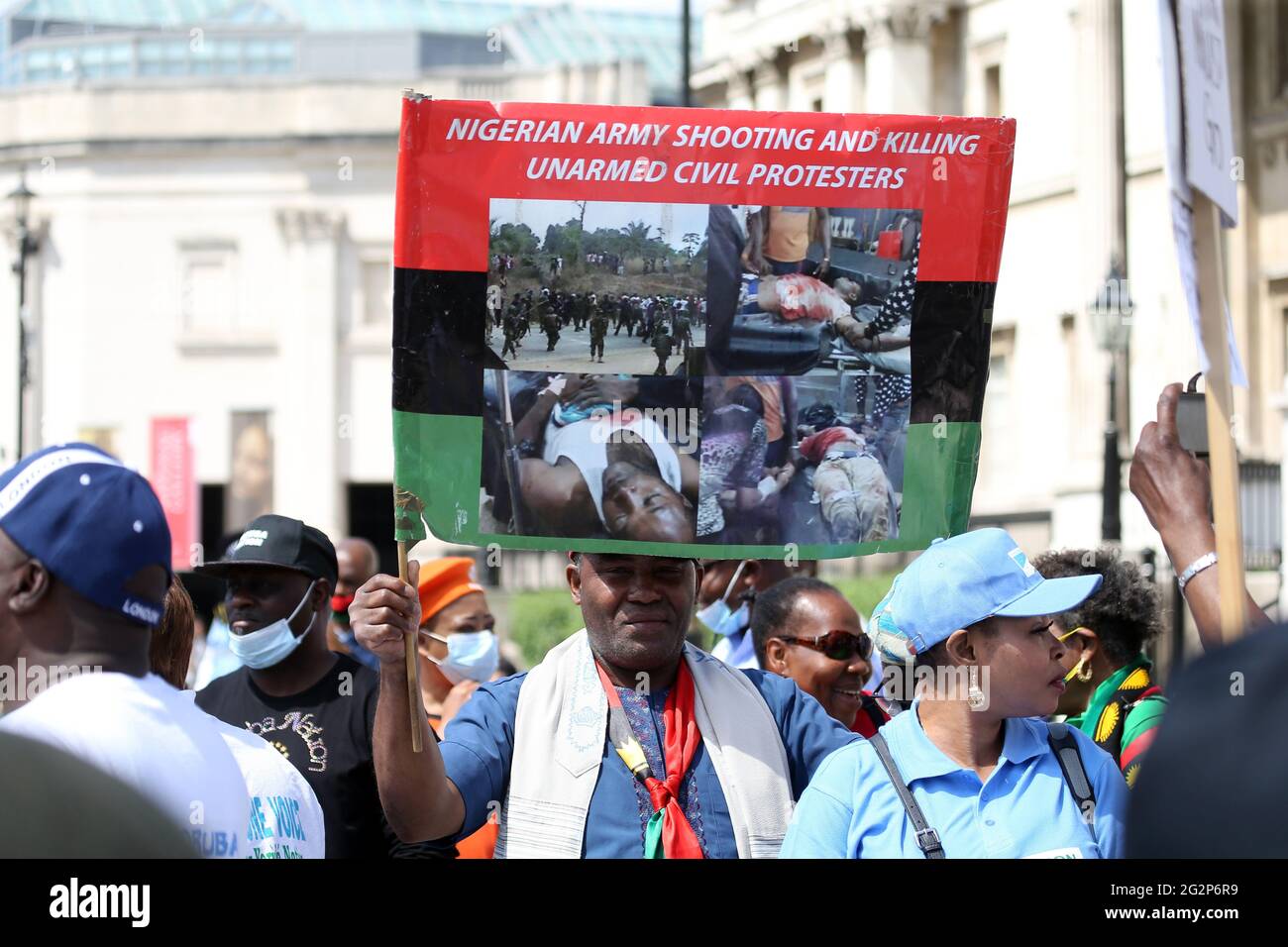 London England Uk 12th June 21 The Pro Yoruba Nation Protesters Stage A Demonstration Against Nigeria S President Muhammadu Buhari In Central London On Nigeria S New Democracy Day June 12 Protesters Demand Self Determination For London England Uk 12th June 21 The Pro Yoruba Nation Protesters Stage A Demonstration Against Nigeria S President Muhammadu Buhari In Central London On Nigeria S New Democracy Day June 12 Protesters Demand Self Determination For