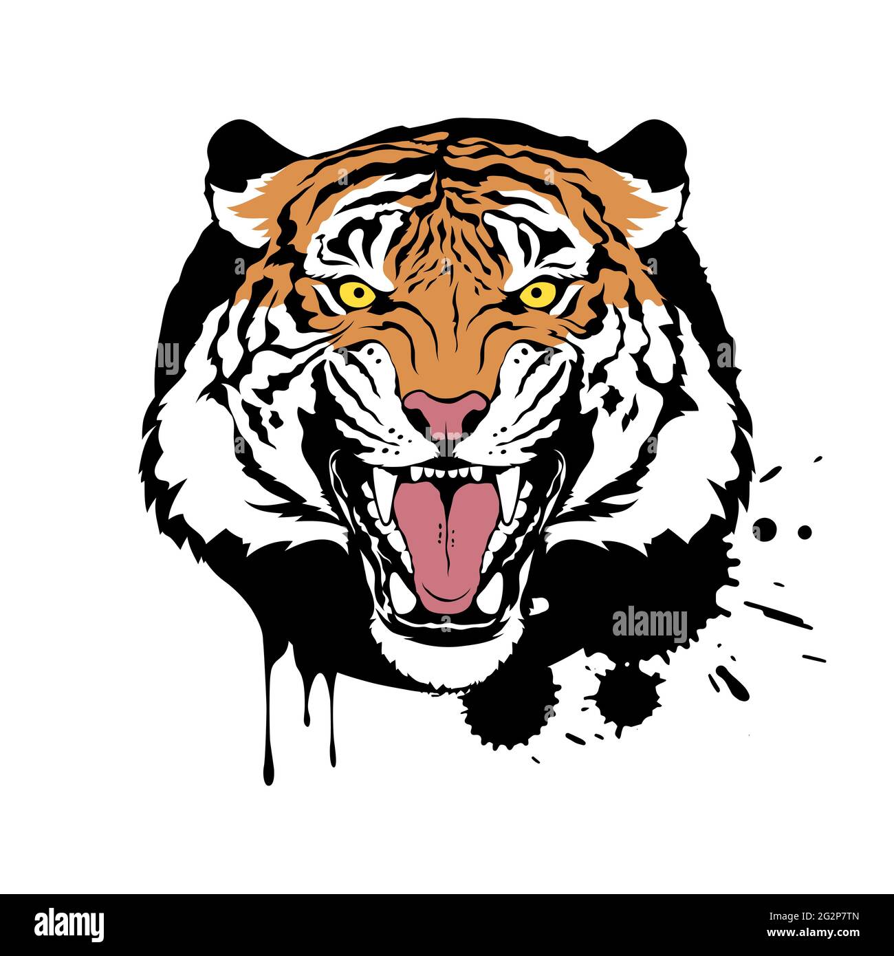 T Shirt Printing Vector Hd Images, Hand Drawn Cool Tiger Vector