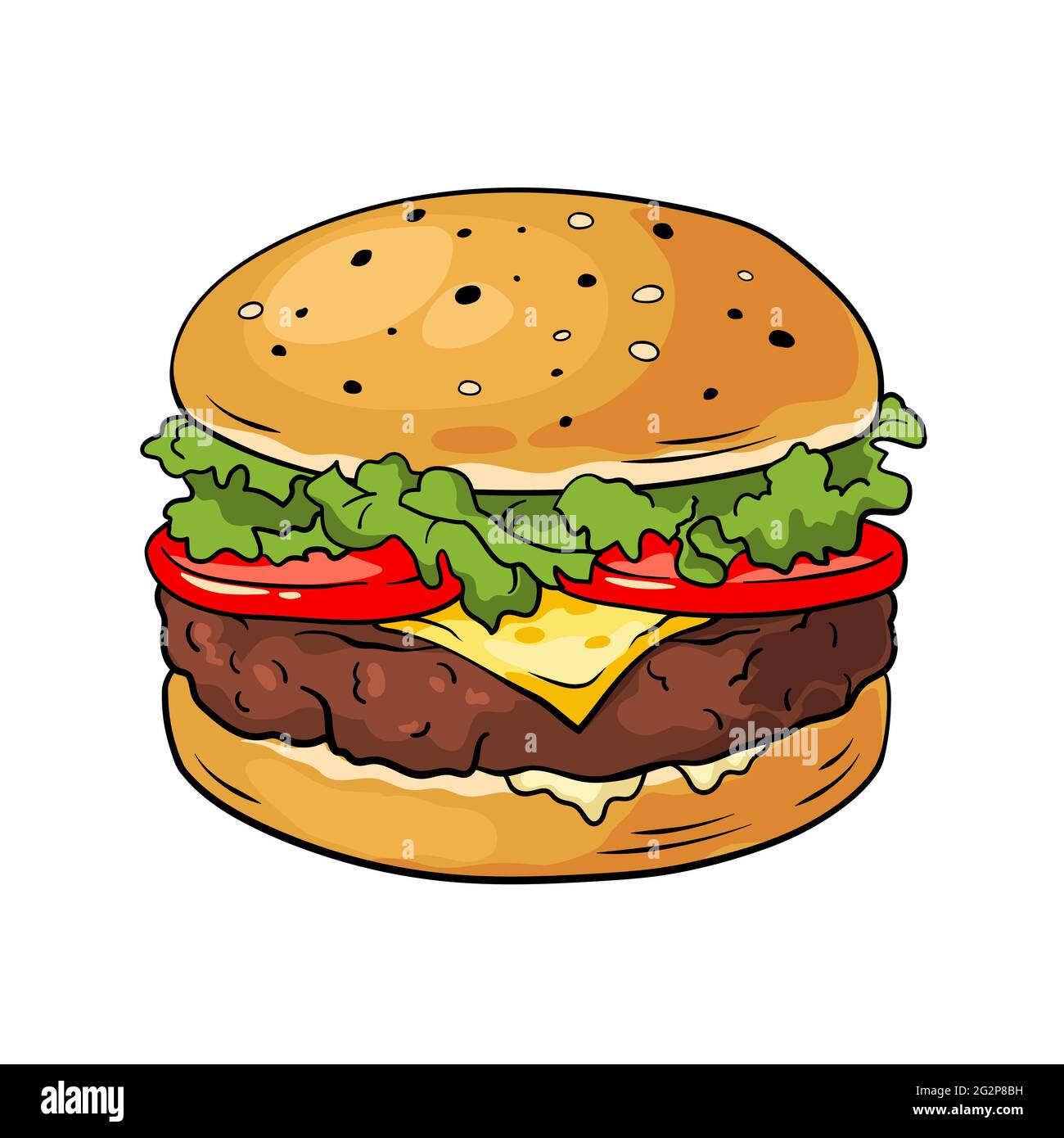 Hamburger. Hand drawn vector illustration, cartoon style Stock Vector Image  & Art - Alamy