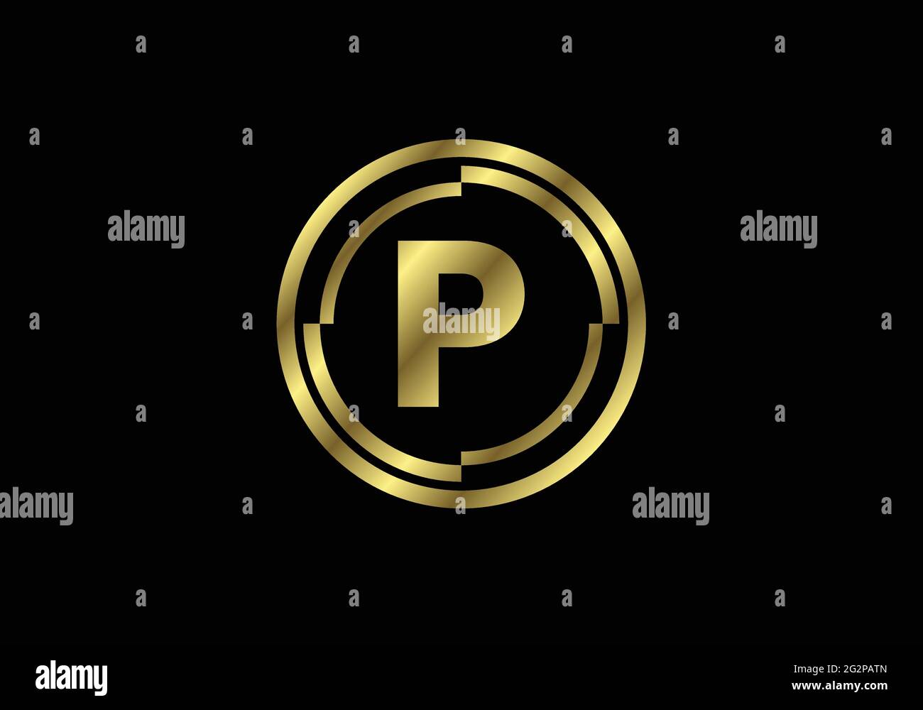 Golden Letters P With Golden Circle Frames English Alphabet Vector Illustration Stock Vector Image Art Alamy