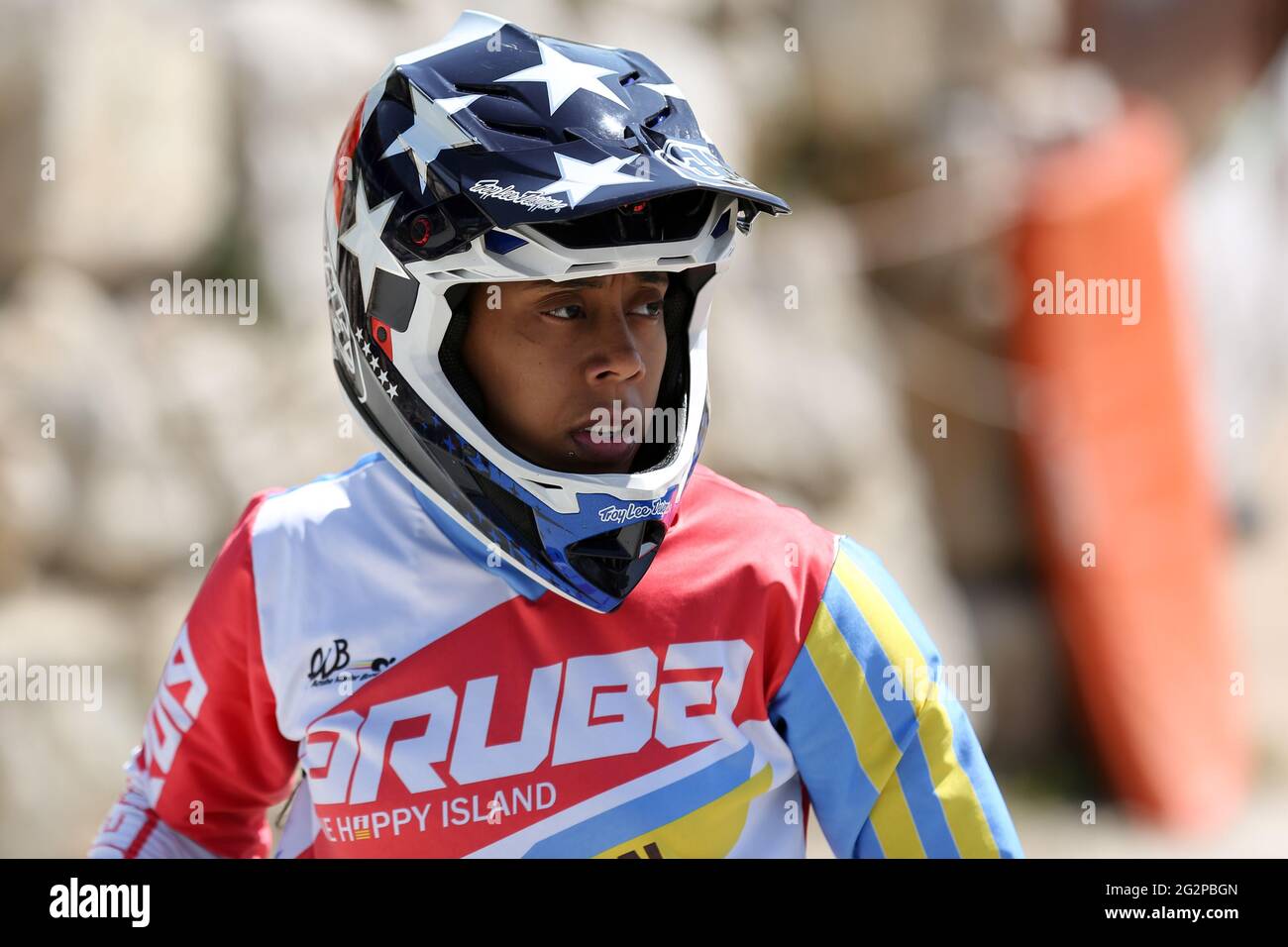 Shanayah HOWELL of Aruba competes in the UCI BMX Supercross World Cup Round 1 at the BMX Olympic Arena on May 8th 2021 in Verona Italy Stock Photo Alamy