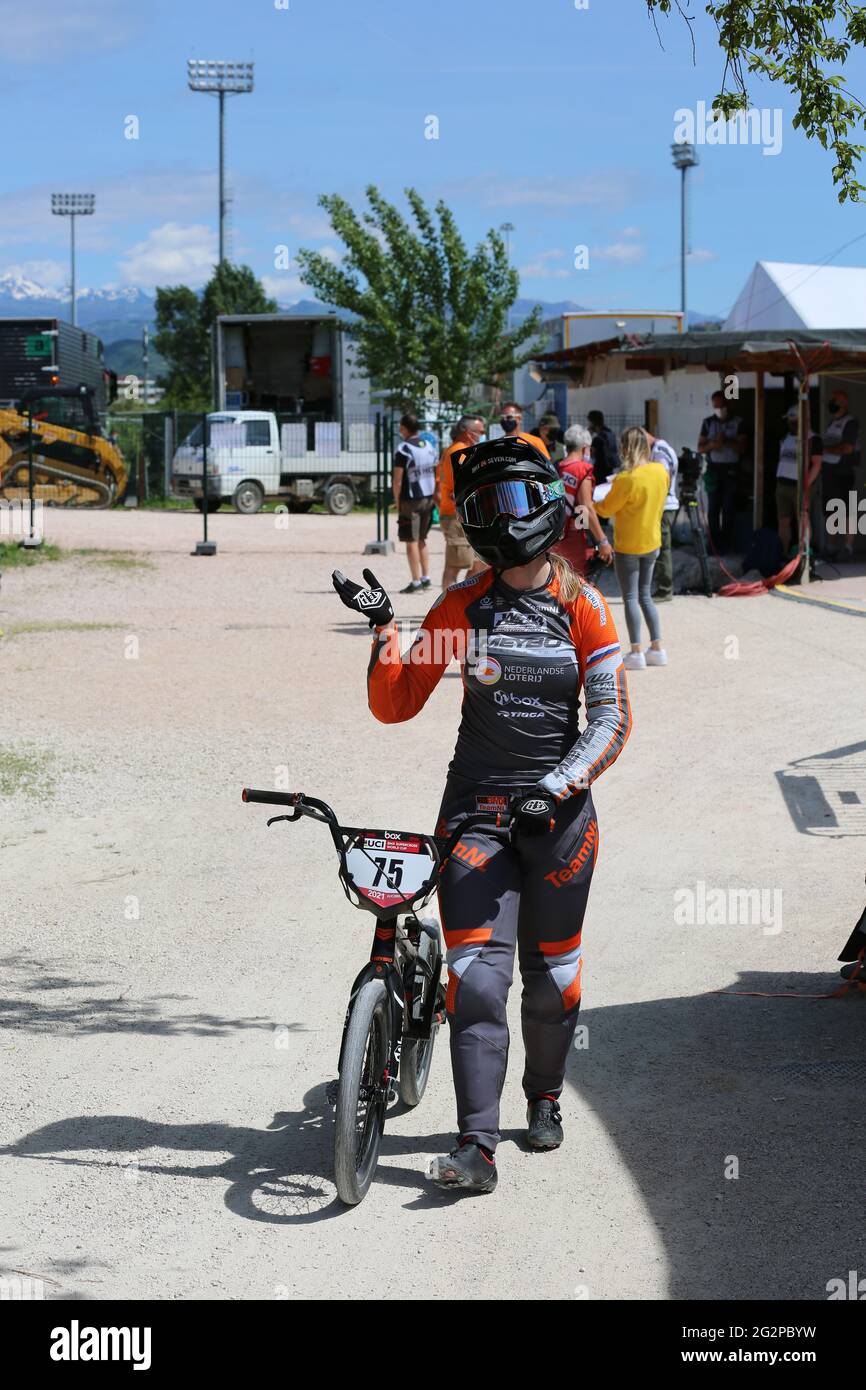 XXX of YYY competes in the UCI BMX Supercross World Cup Round 1 at the BMX  Olympic Arena on May 8th 2021 in Verona, Italy Stock Photo - Alamy