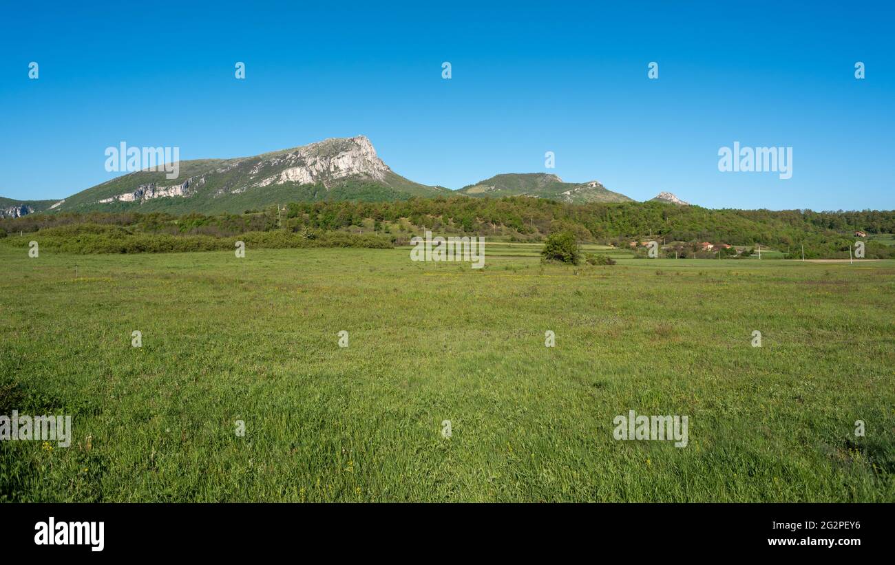Jagged peak of Stol mountain in eastern Serbia, near the city of Bor Stock Photo