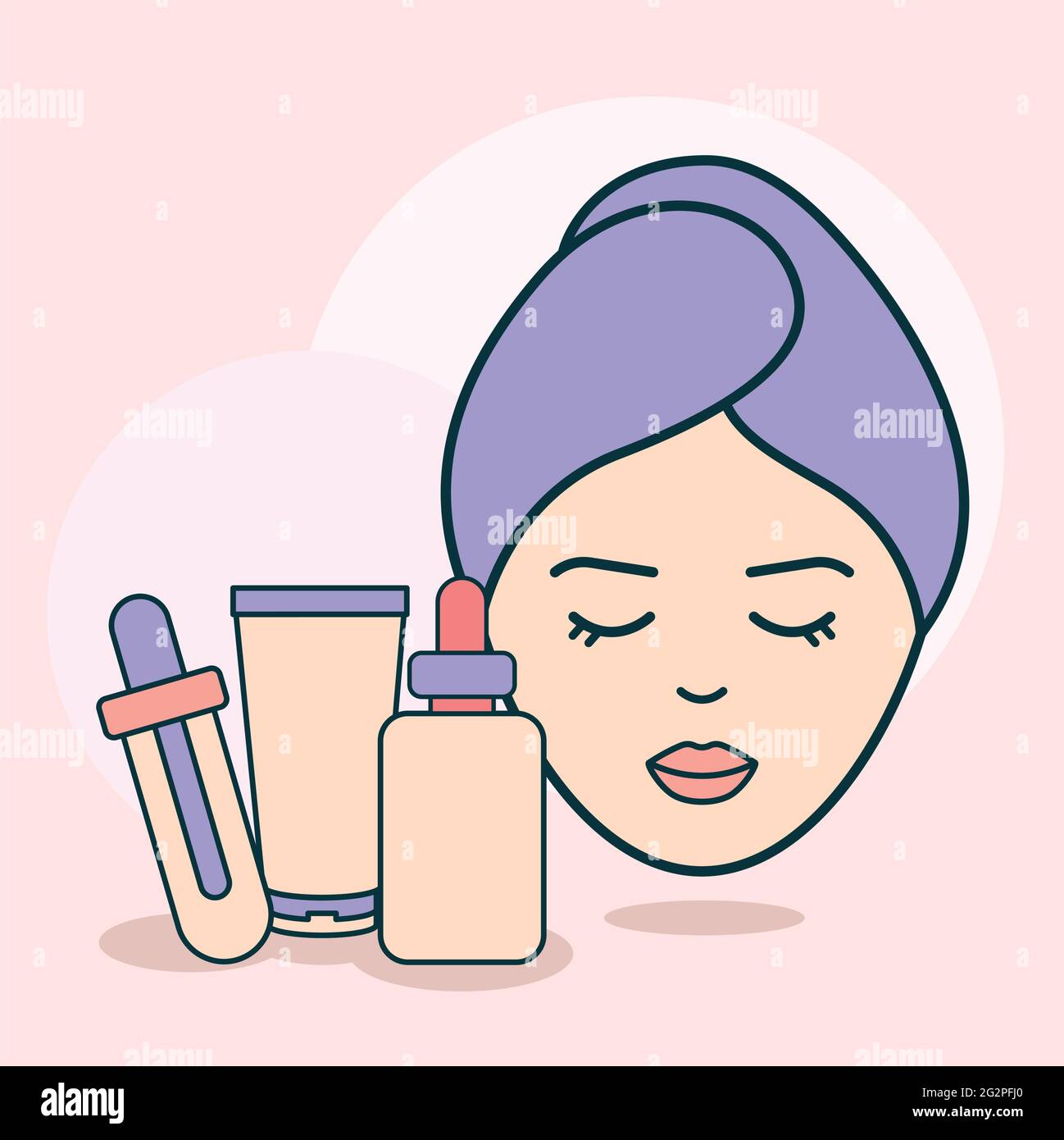 woman face and items Stock Vector