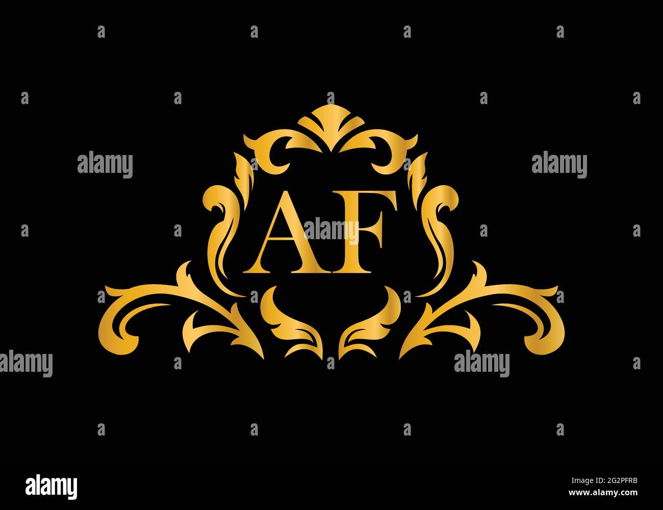 Luxury Alphabet letters AF. Golden Floral alphabet . Monogram initials perfectly for wedding invitations, greeting card, logo, and other design. Stock Vector