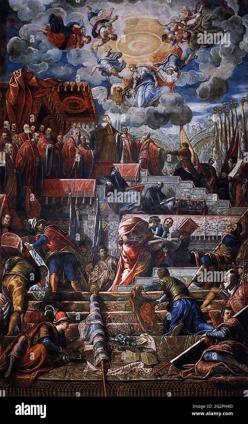 Jacopo Robusti a.K.a Tintoretto -  Doge Nicolo Ponte Laurel Crown Venice 1584 Stock Photo