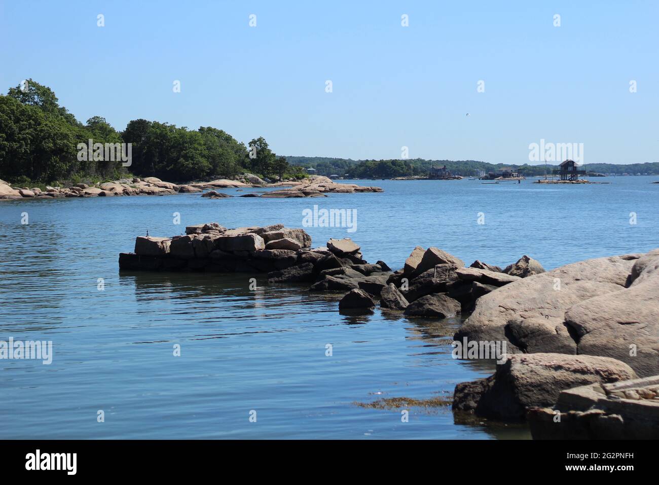 Spit extending from Outer Island in the Thimble Islands of Connecticut