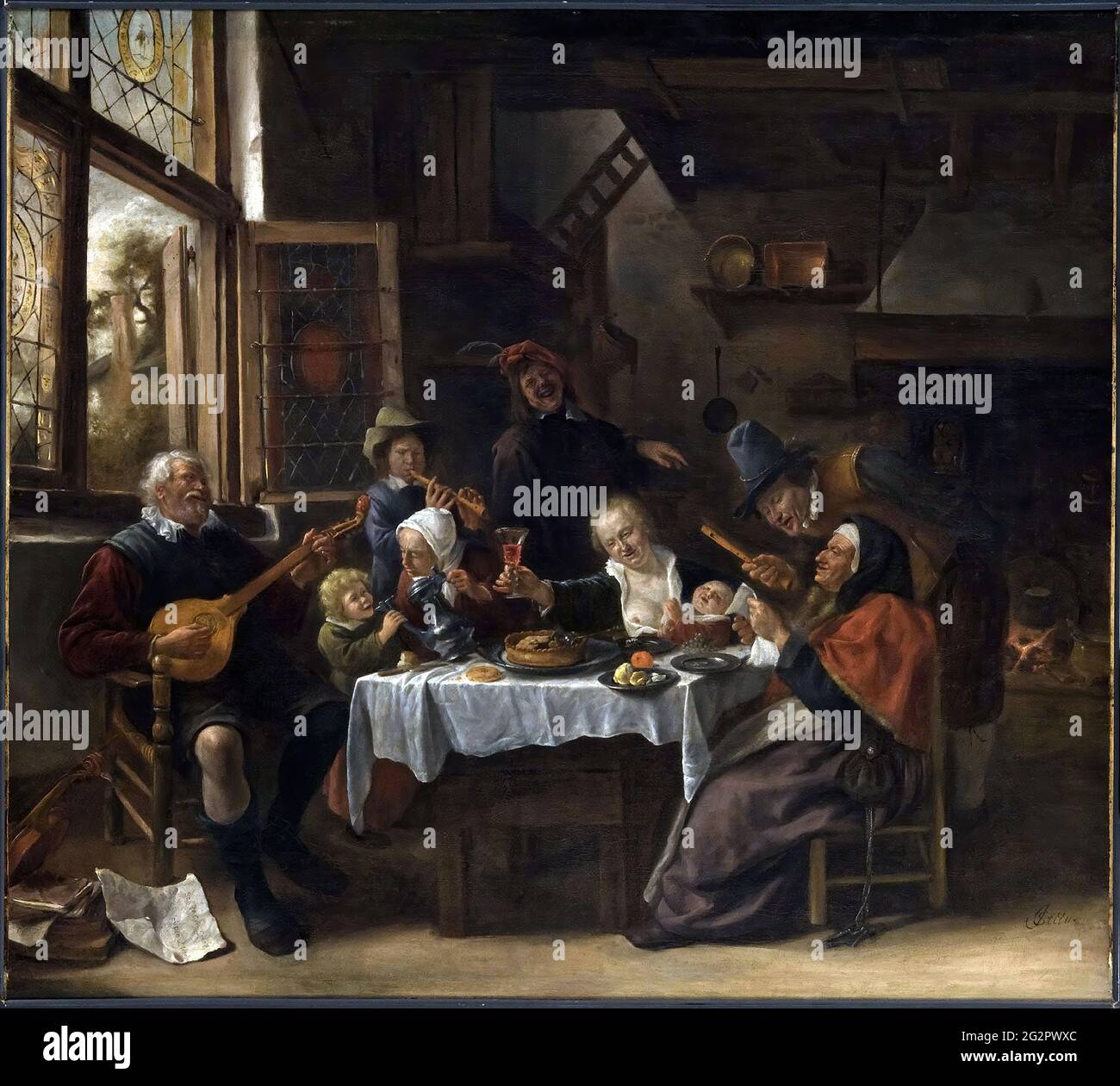 Jan Steen as the Old Sing so Pipe the Young 03 Stock Photo Alamy