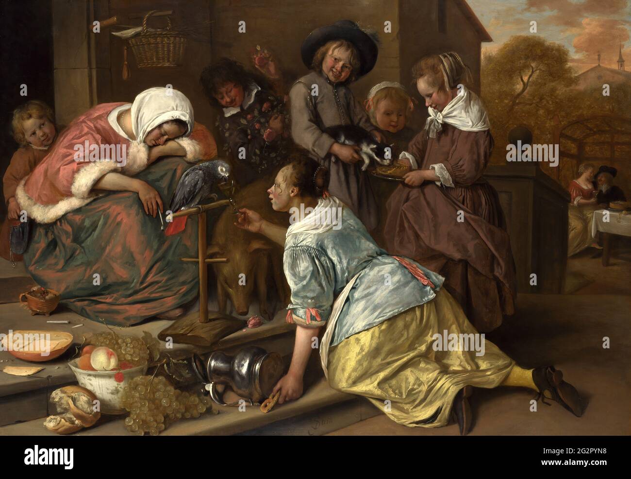 Jan Steen -  the Effects of Intemperance Stock Photo