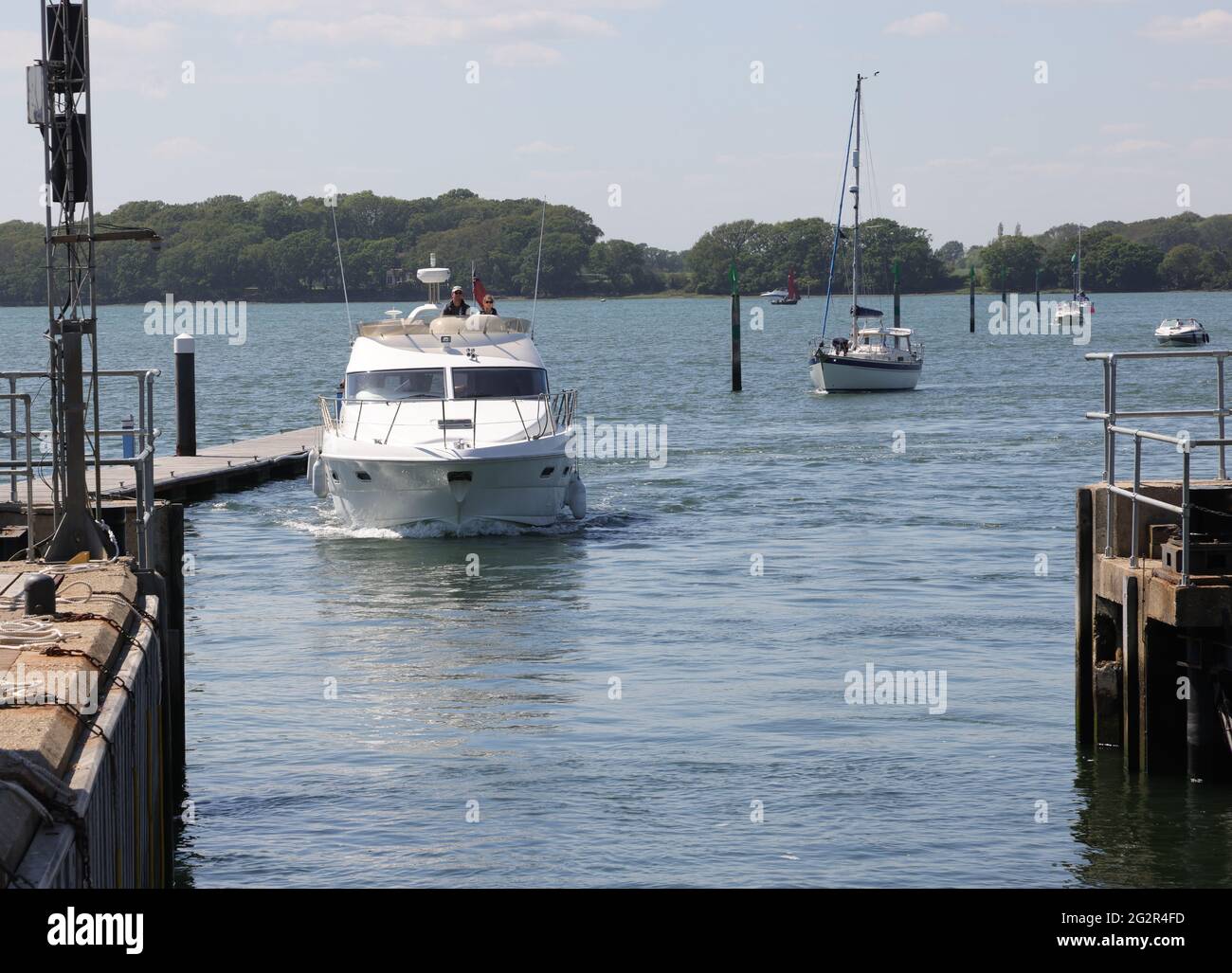 Boats in Chichester harbour, West Sussex, England UK in June 2021 Stock
