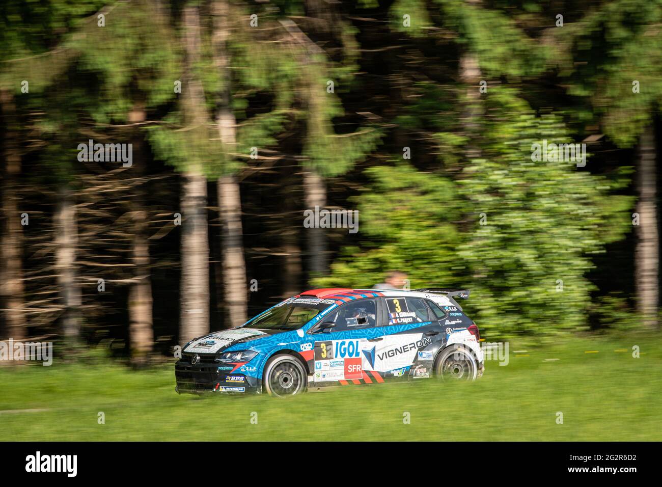 03 GIORDANO Quentin, PARENT Kevin, Volkswagen Polo GTI, Sarrazin  Motorsport, Action during the Rallye Vosges Grand Est 2021, 2nd round of  the Championnat de France des Rallyes 2021, from June 10 to