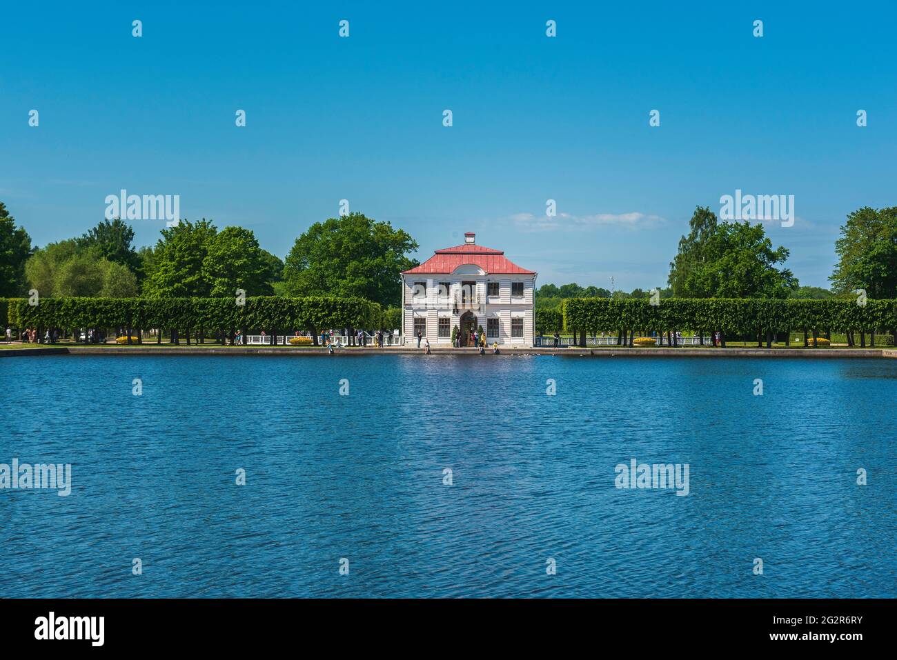 Marly Palace in Peterhof Palace, Saint Petersburg, Russia Stock Photo