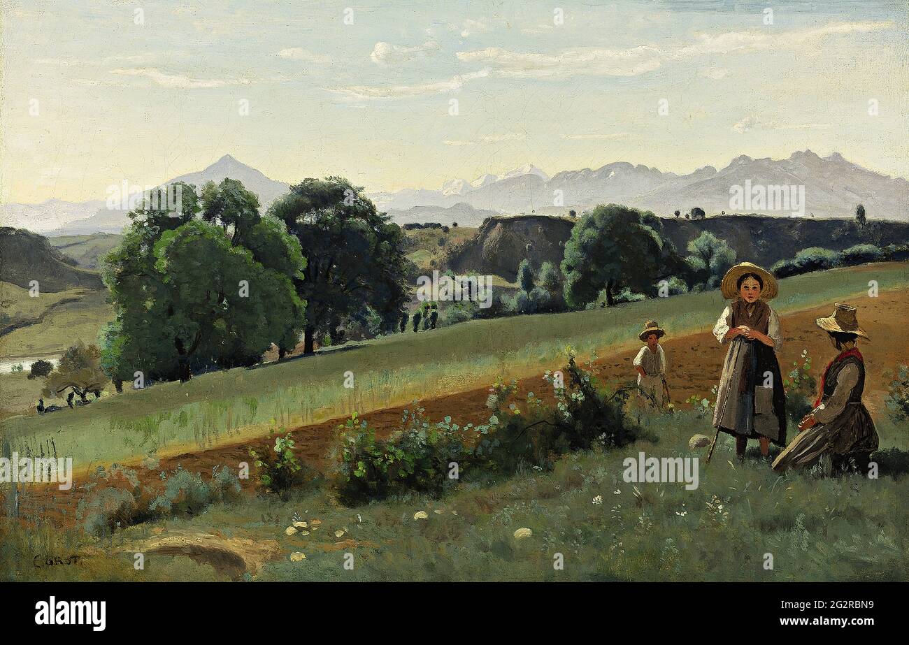 Jean-Baptiste-Camille Corot -  Mornex Haute Savoie Au Fond Le Mle Stock Photo