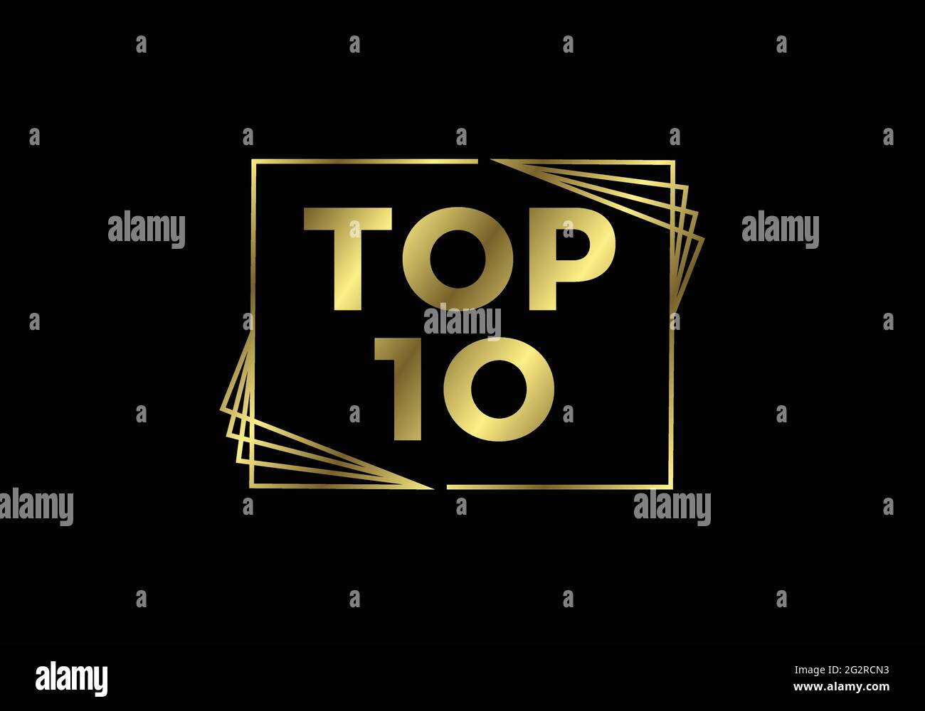 Top ten ranking and best of the best rank. Top 10 golden sign for music video or other content, Vector illustration Stock Vector